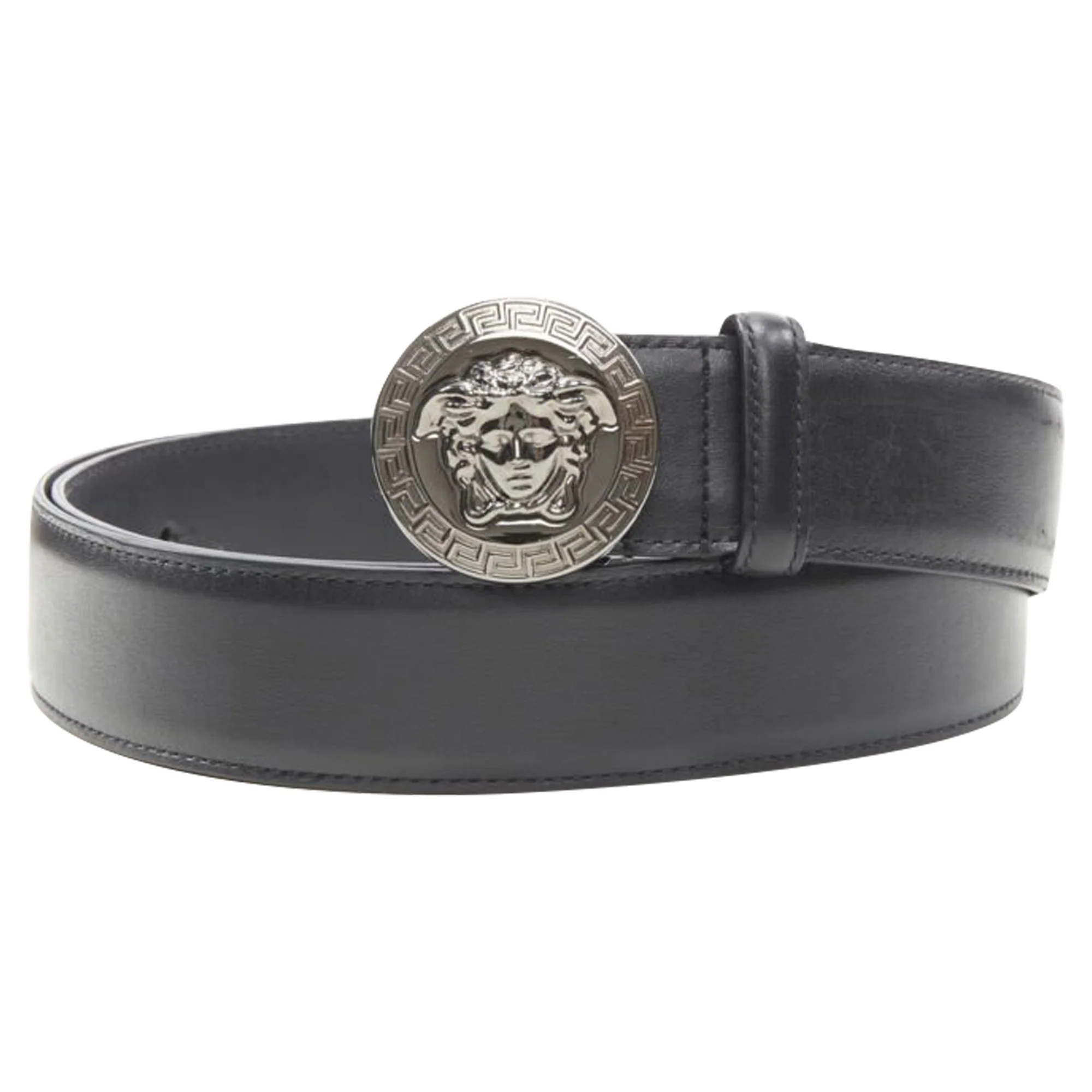 Versace Biggie Medusa Medallion Coin leather belt