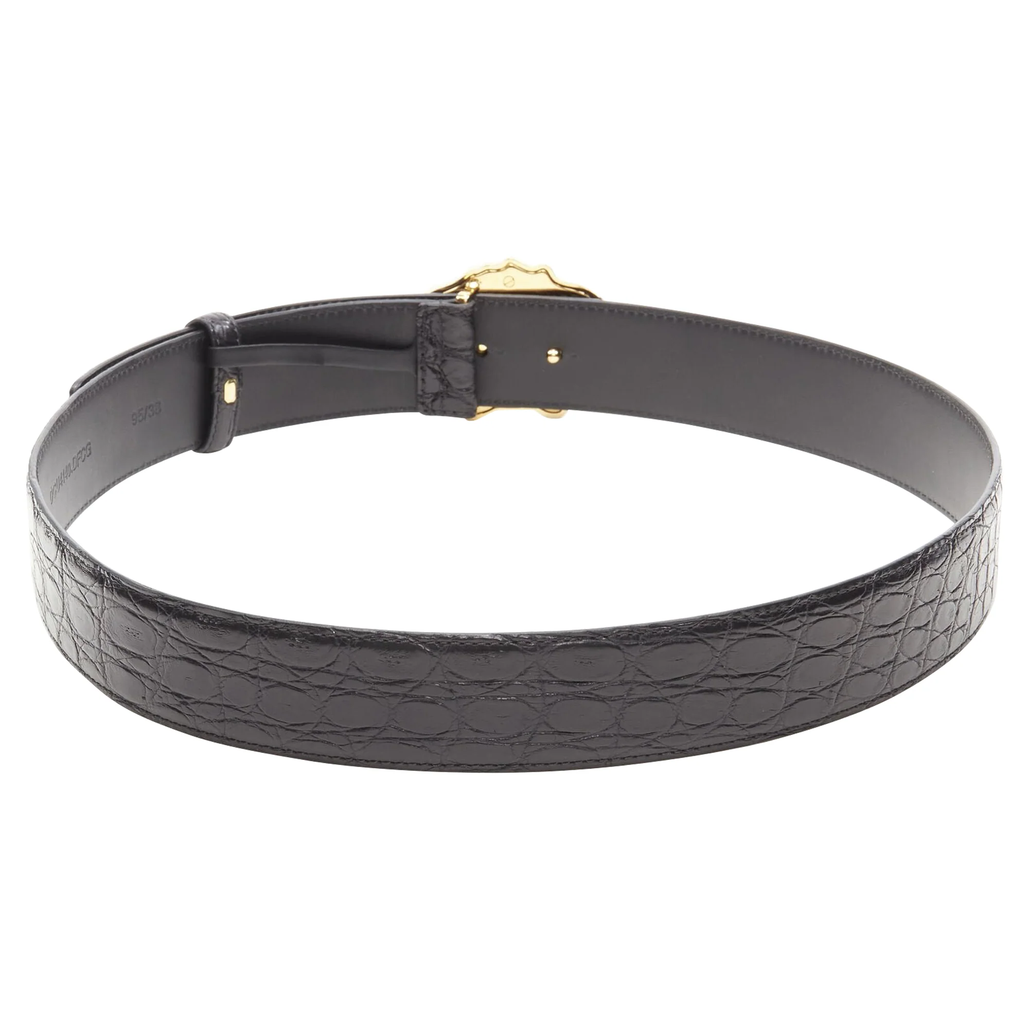 Versace La Medusa g buckle scaled leather belt - Image 3