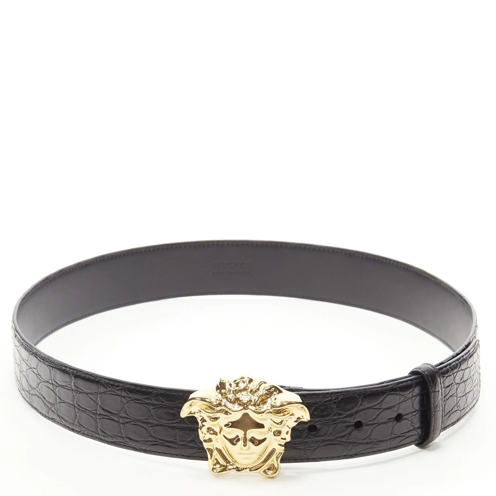 Versace La Medusa g buckle scaled leather belt - Image 8
