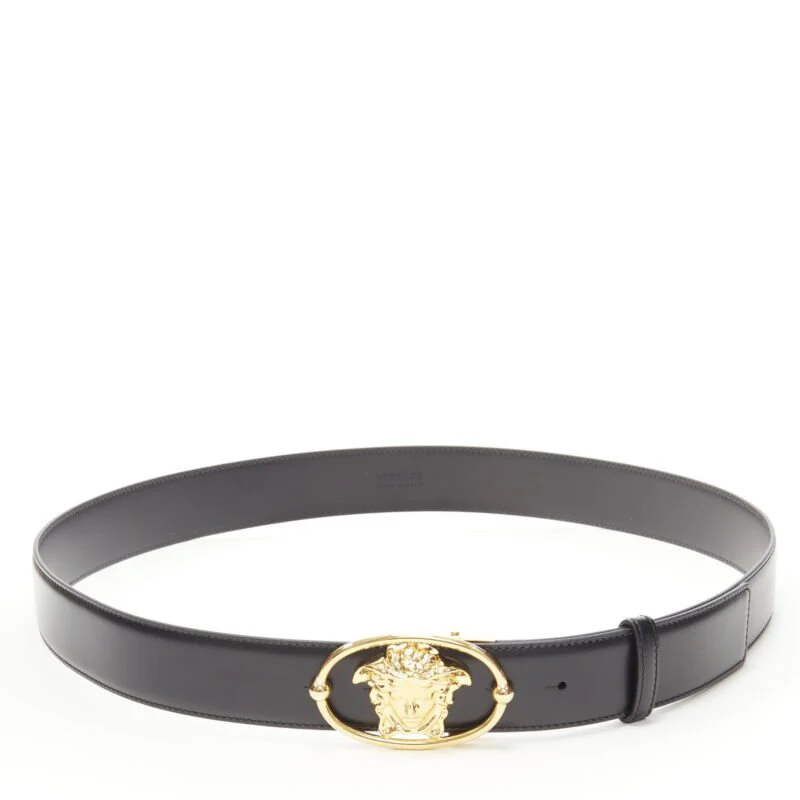 Versace La Medusa Insignia oval buckle leather belt - Image 9