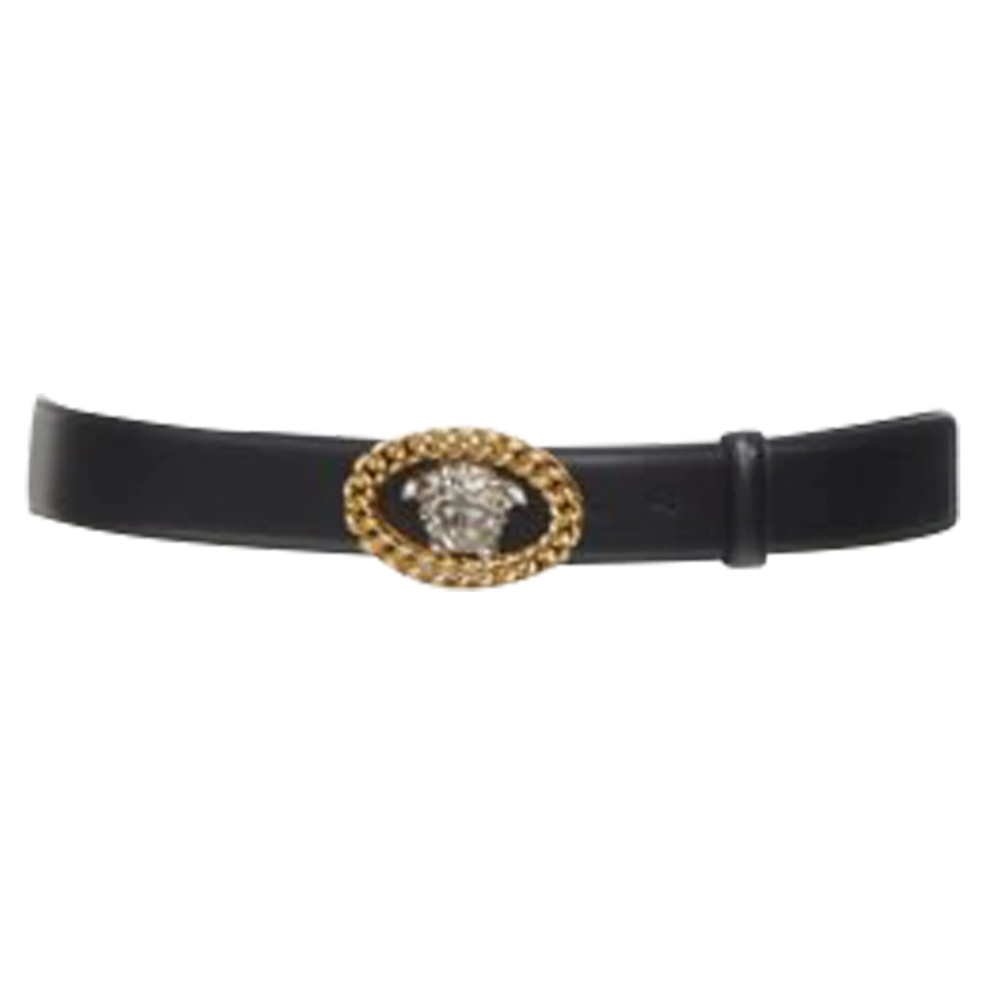 Versace Medusa chain silver buckle leather belt - Image 2