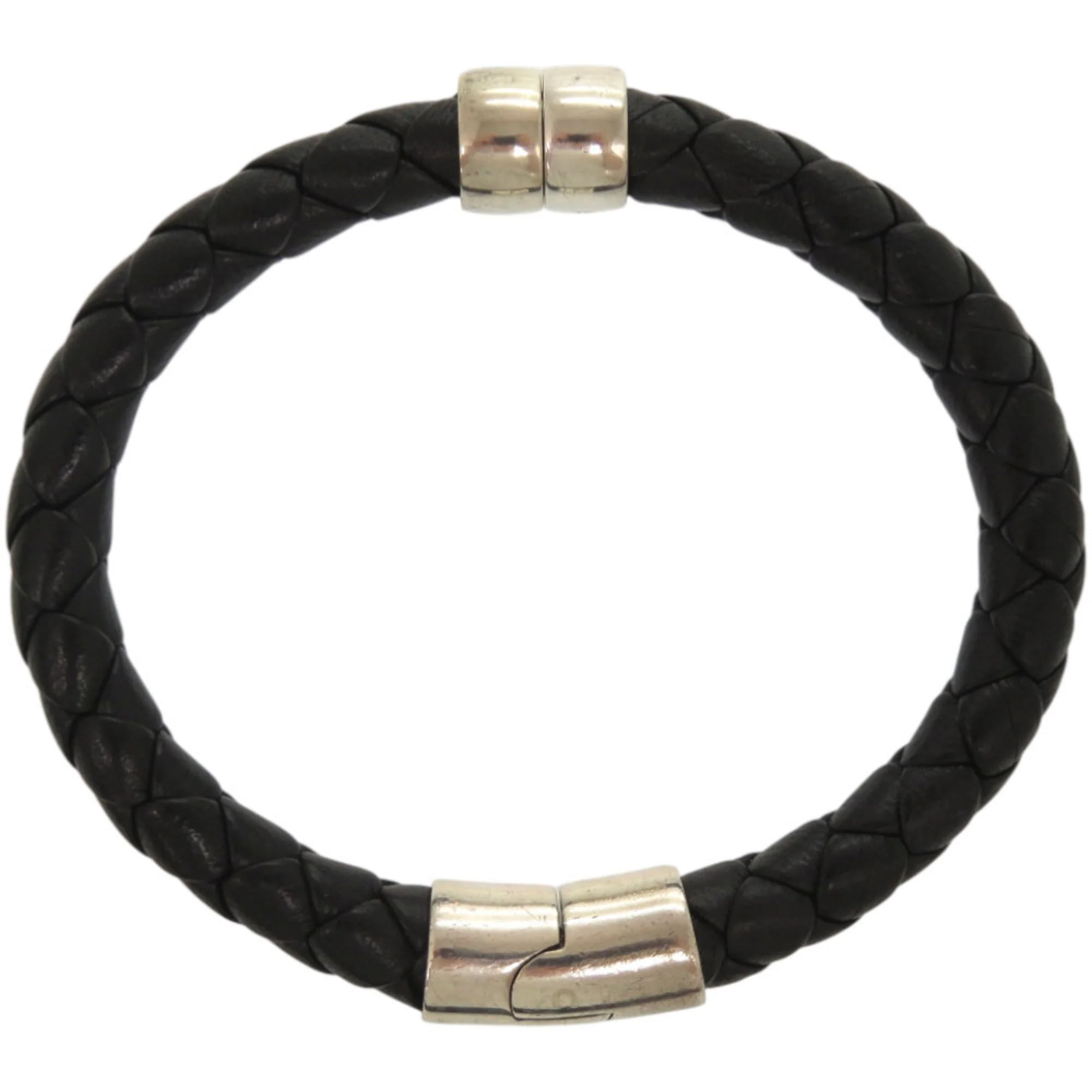 Intrecciato Charm Bracelet Leather and Sterling Silver