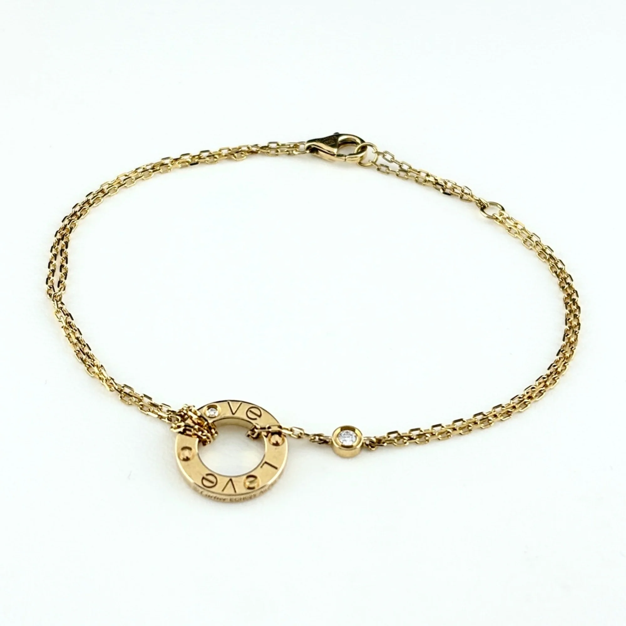 Love Circle Bracelet 18K Yellow Gold with Diamond Double Strand