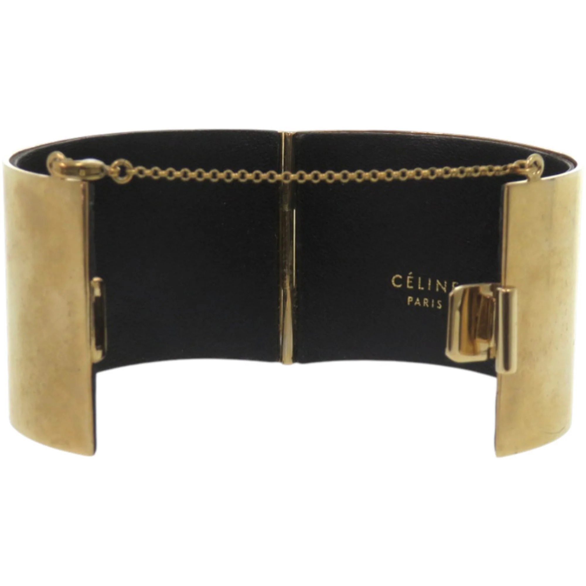 Bangle Leather and Metal Gold Bracelet - Image 4