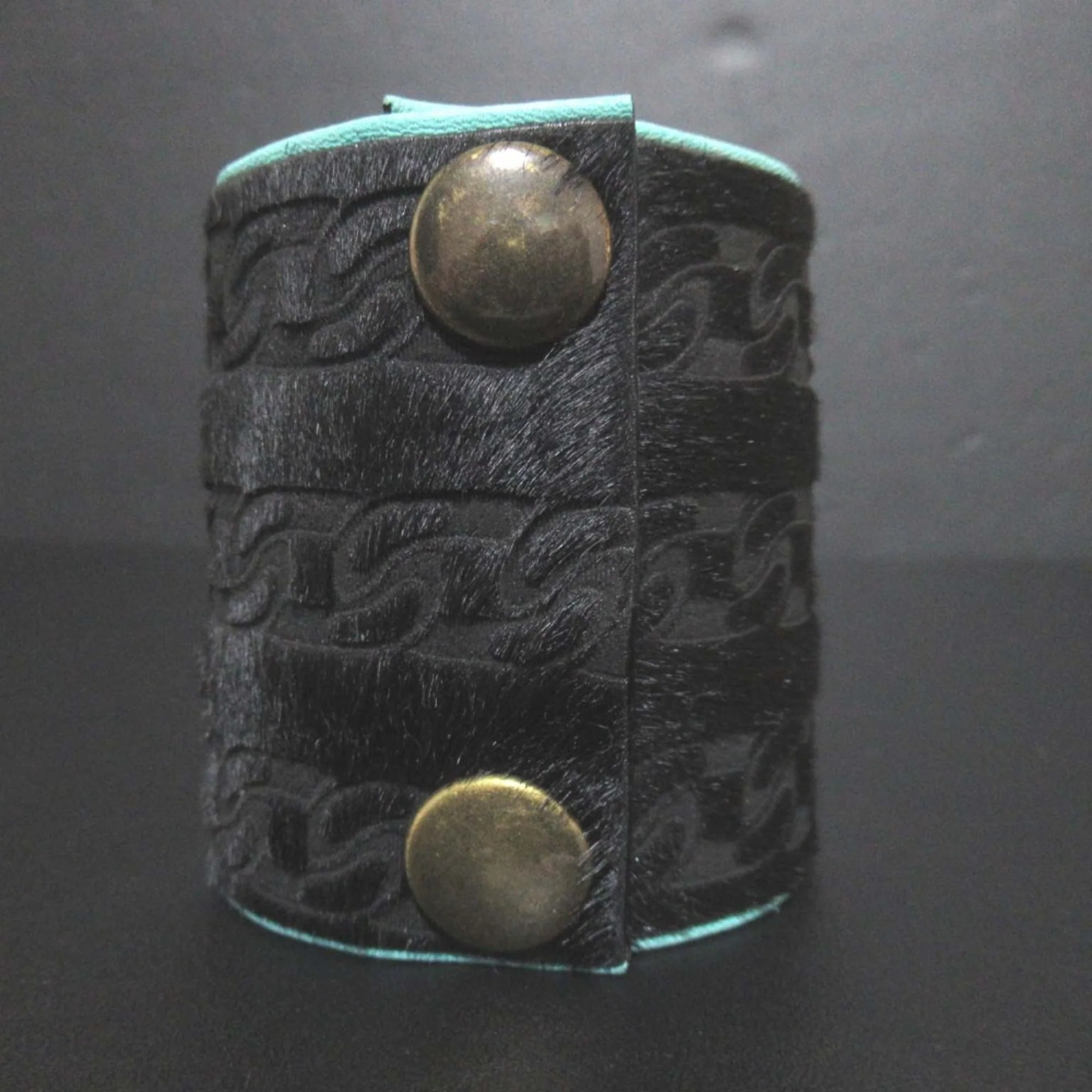 Bangle Leather Black and Blue Bracelet - Image 2