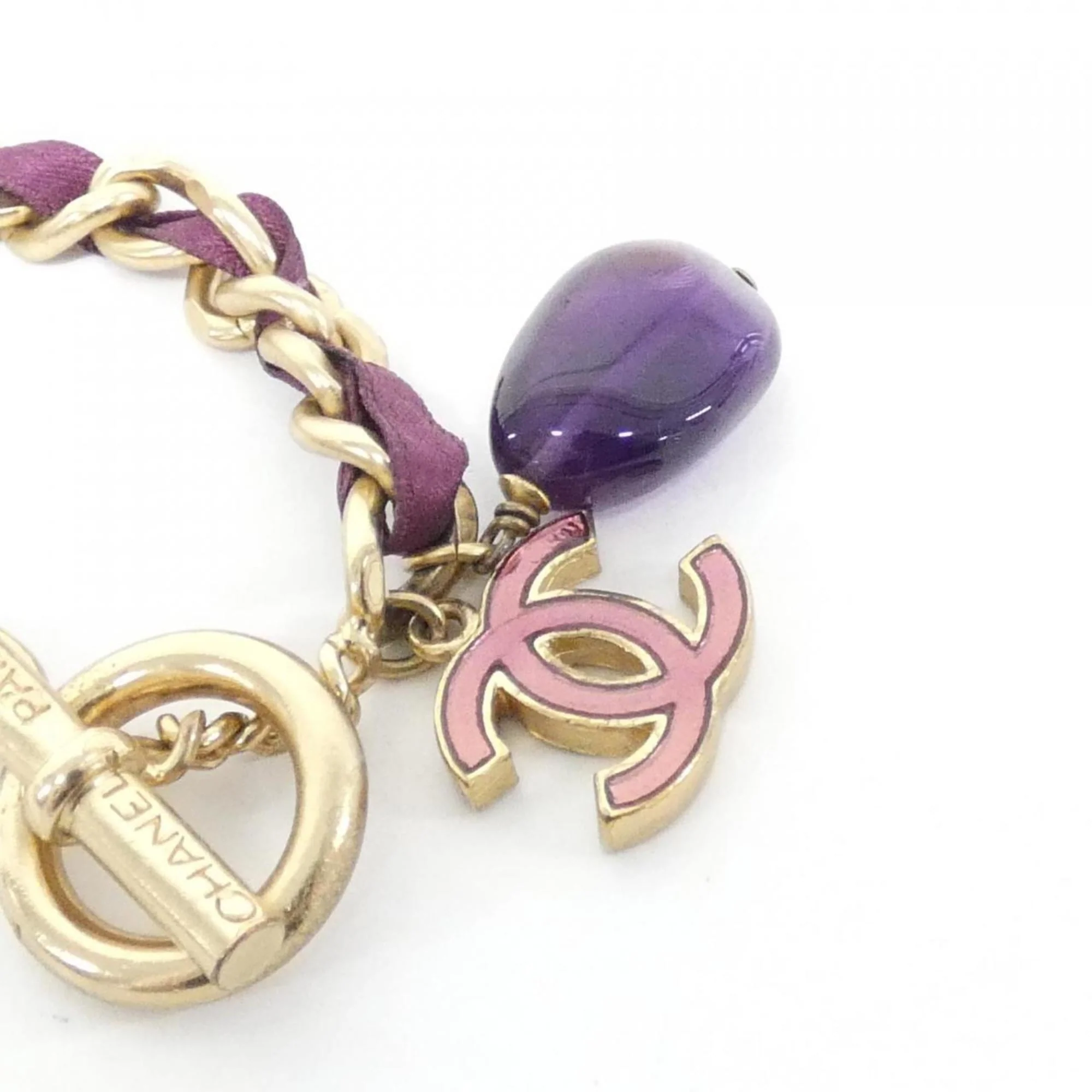 Charm Bracelet Satin Gold and Purple - Image 3
