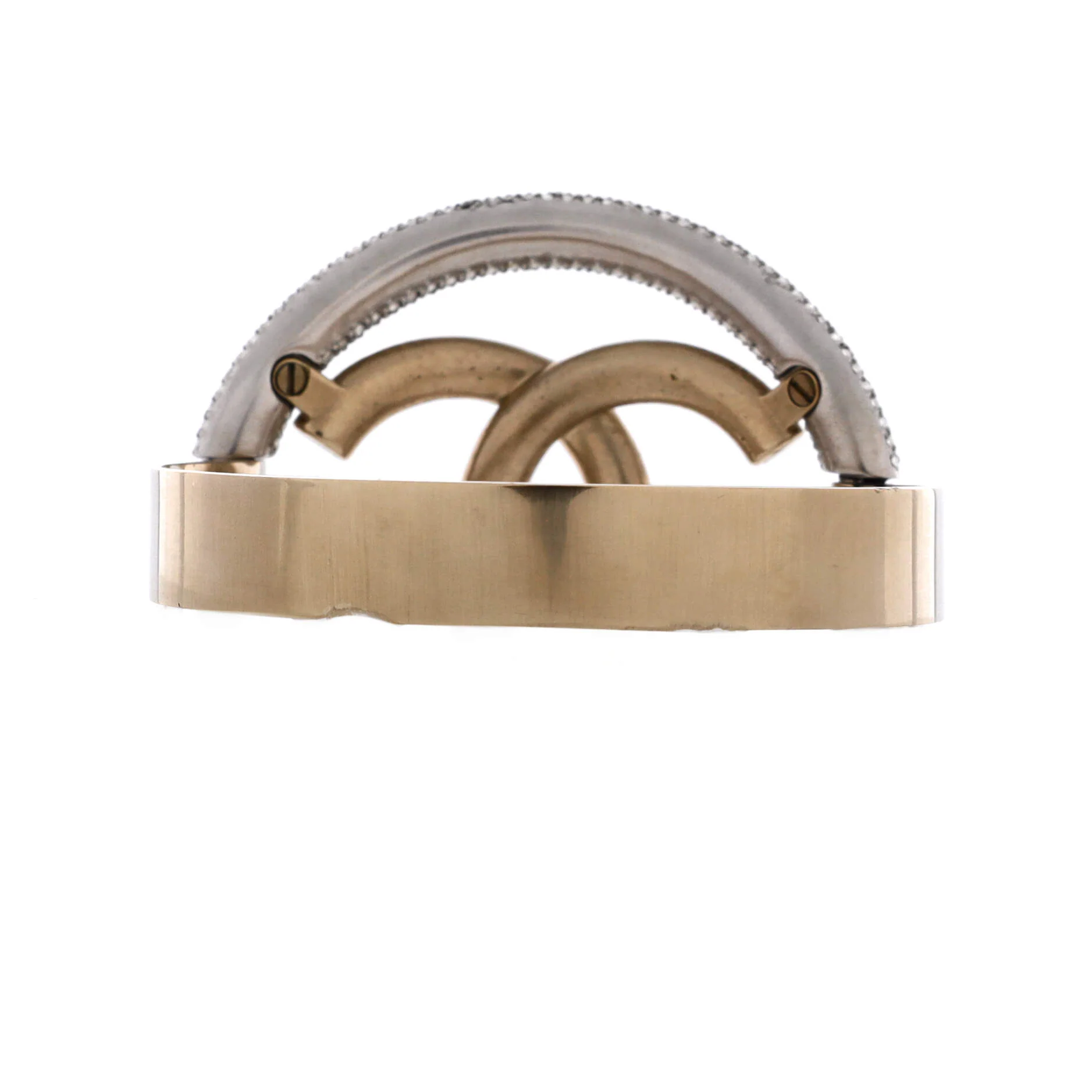 Circle CC Cutout Cuff Bracelet Metal with Crystals - Image 2