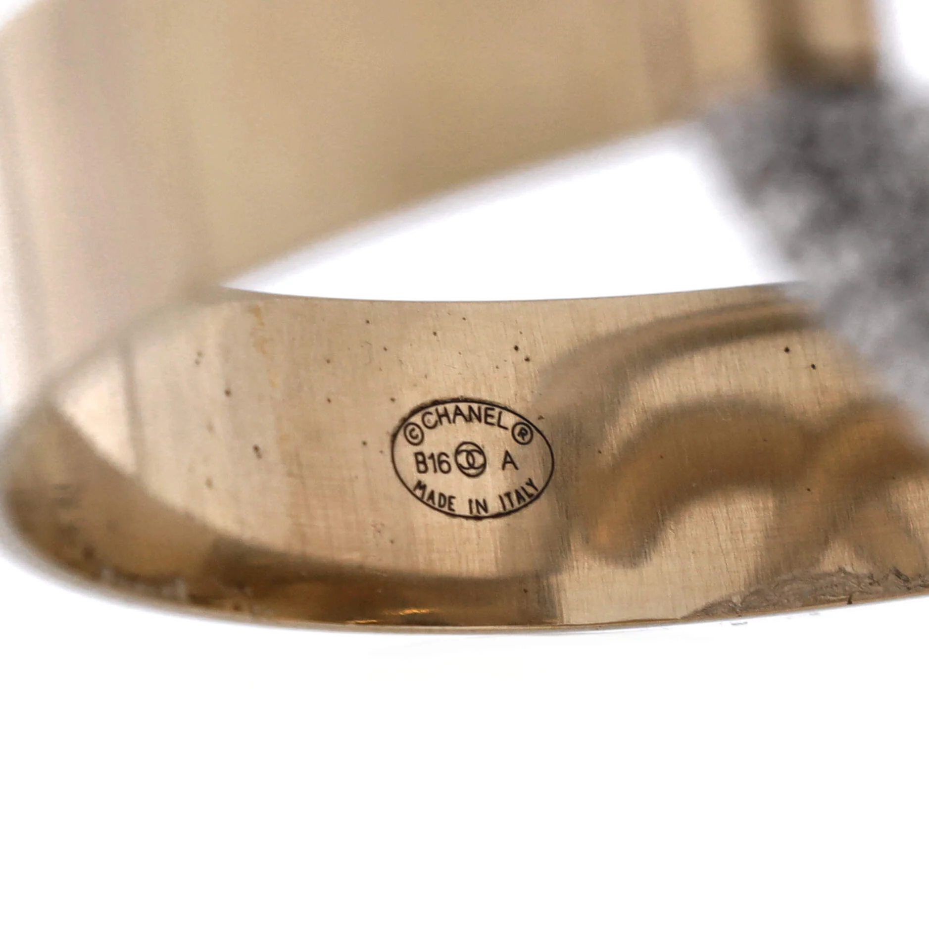 Circle CC Cutout Cuff Bracelet Metal with Crystals - Image 3