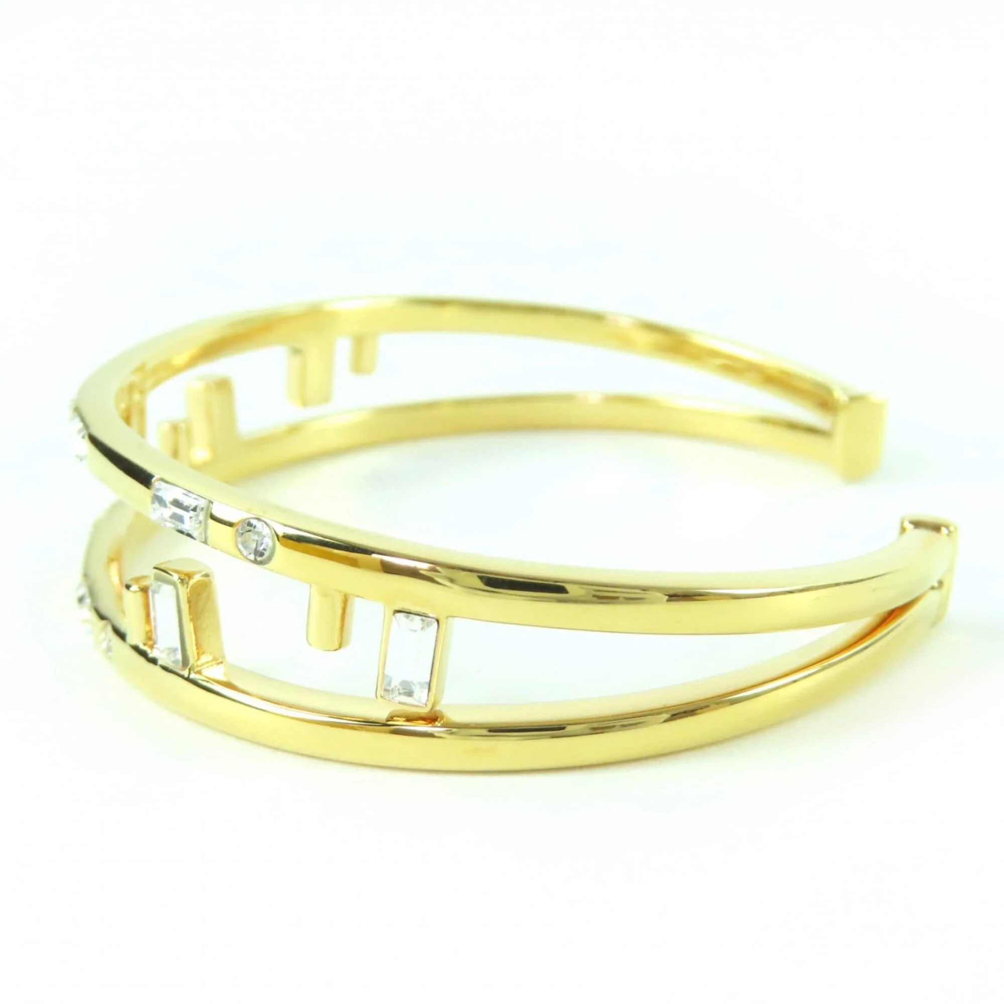 FF Motif Bangle Gold Medium with Rhinestones Bracelet - Image 3