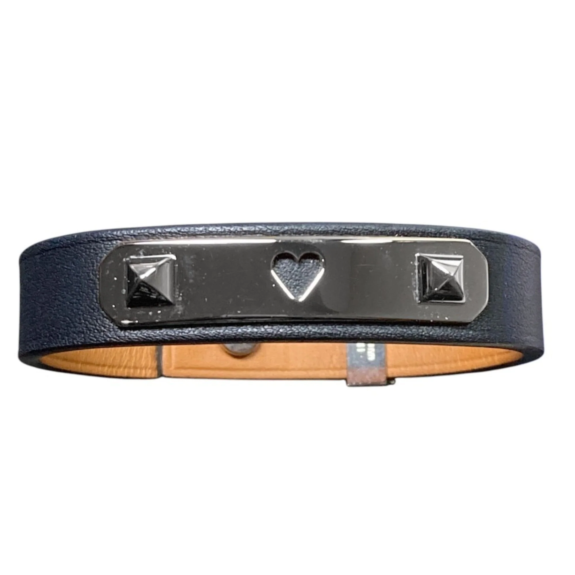 As De Coeur Heart Motif Bracelet Swift Leather Navy Silver - Image 3