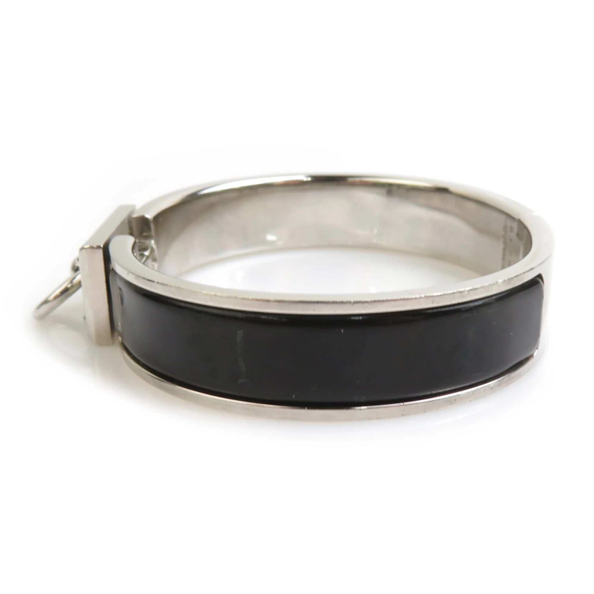 Bangle Bracelet Enamel and Metal Black and Silver - Image 4