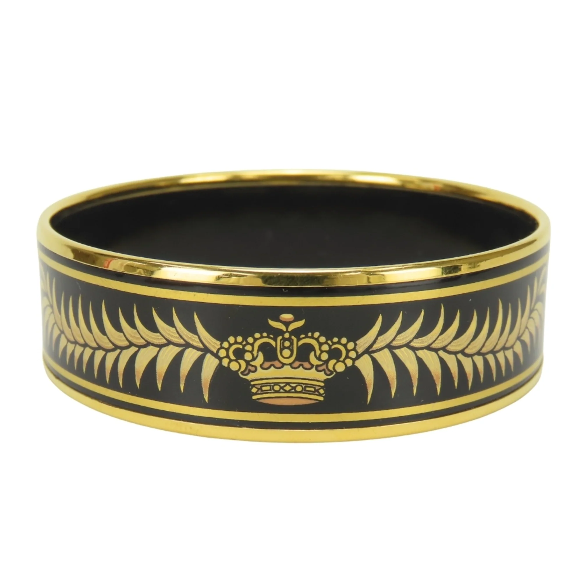 Bangle Cloisonné and Enamel and Metal Black and Gold Bracelet - Image 3
