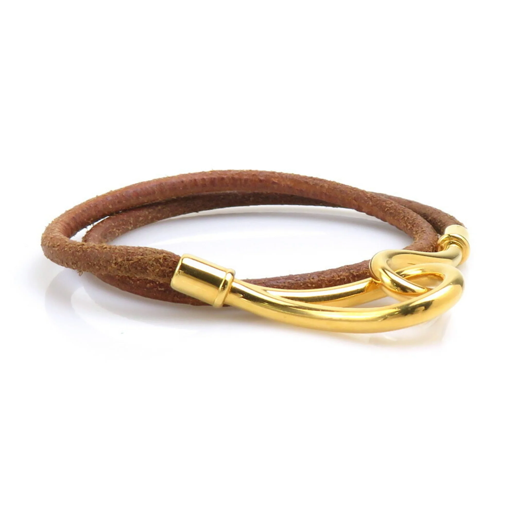 Bracelet Leather and Metal Brown and Gold