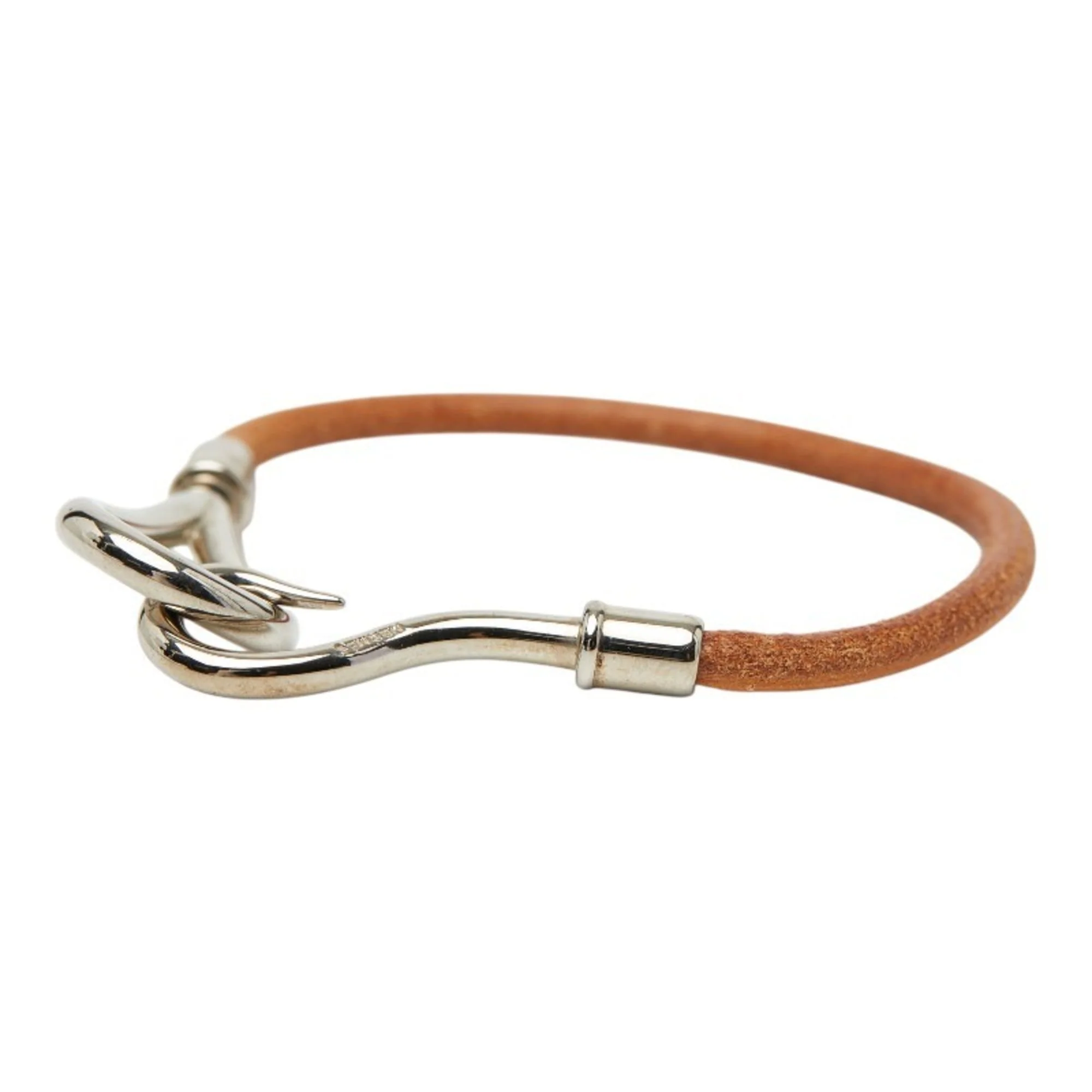 Bracelet Leather and Metal Brown Silver - Image 2