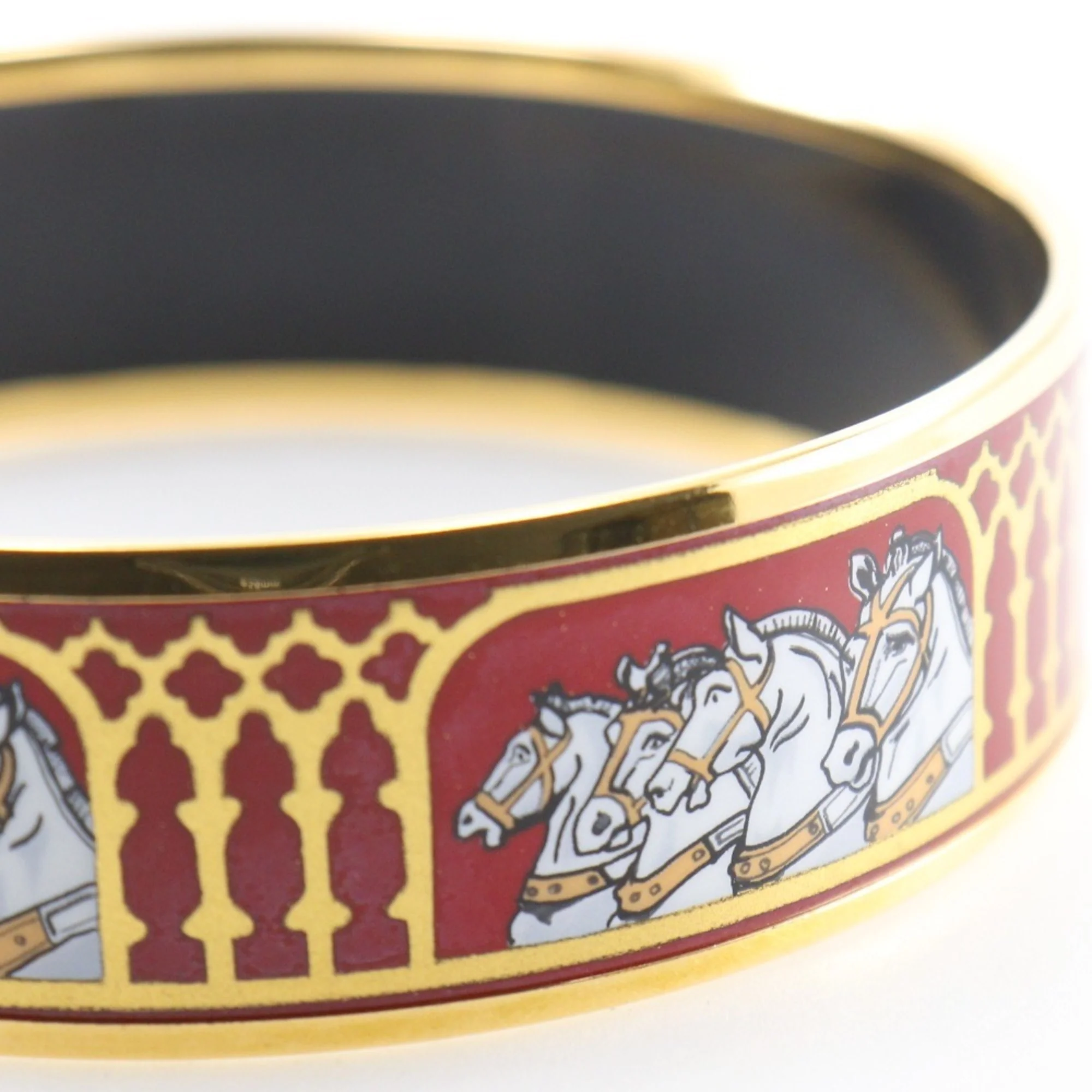 CloisonnŽ Enamel Bracelet Gold Plated Red Horse Design - Image 8