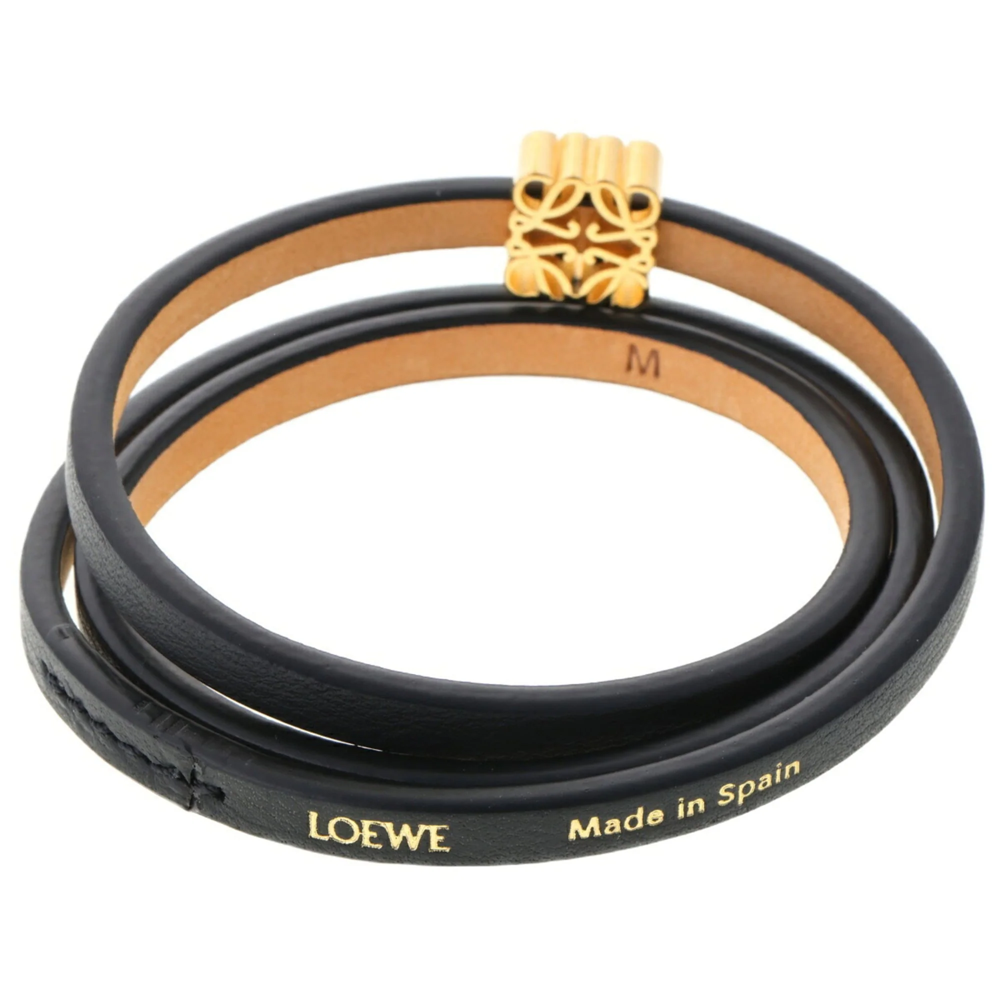 Bangle Bracelet Leather Black - Image 2