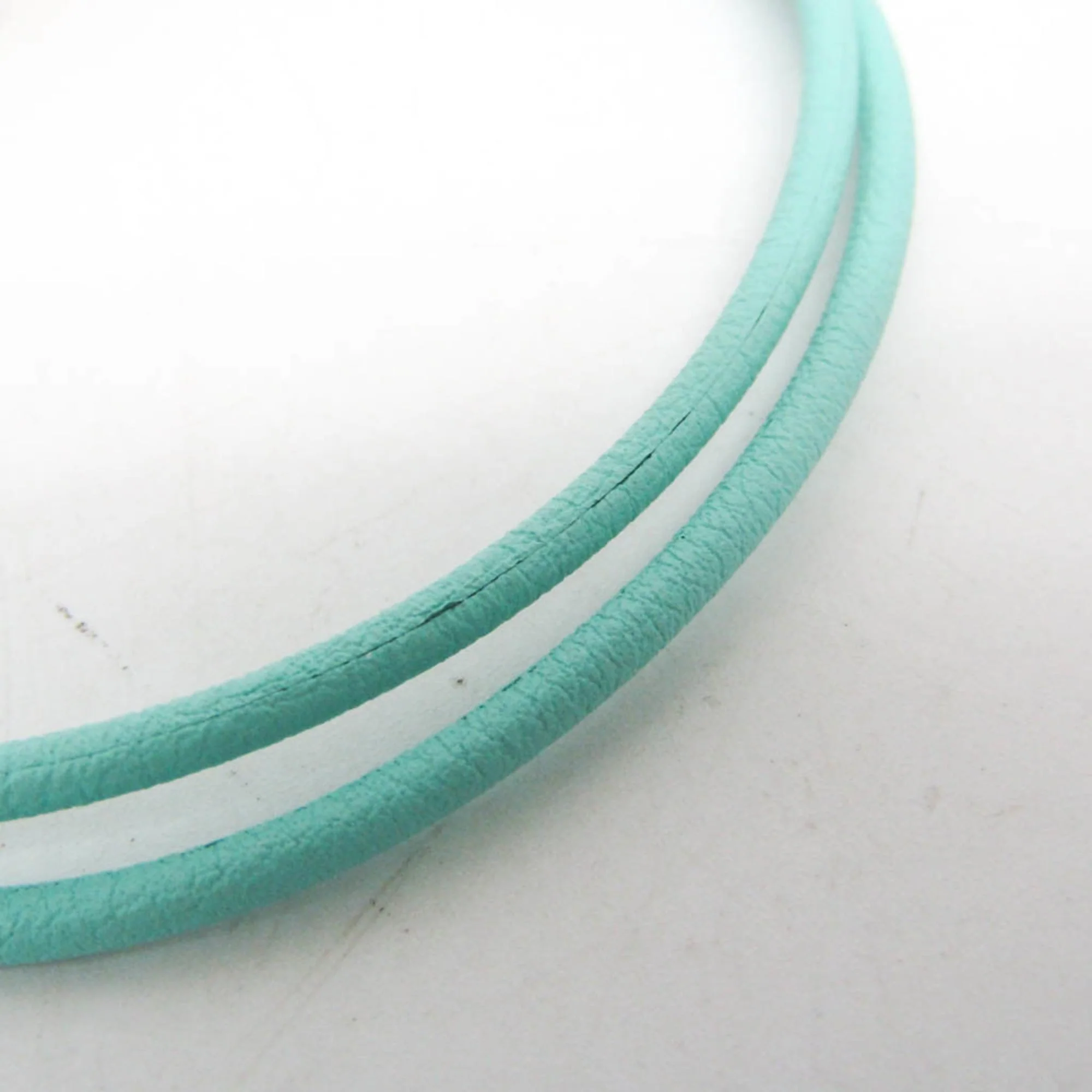 Bangle Gold and Leather Light Blue Green Bracelet - Image 6