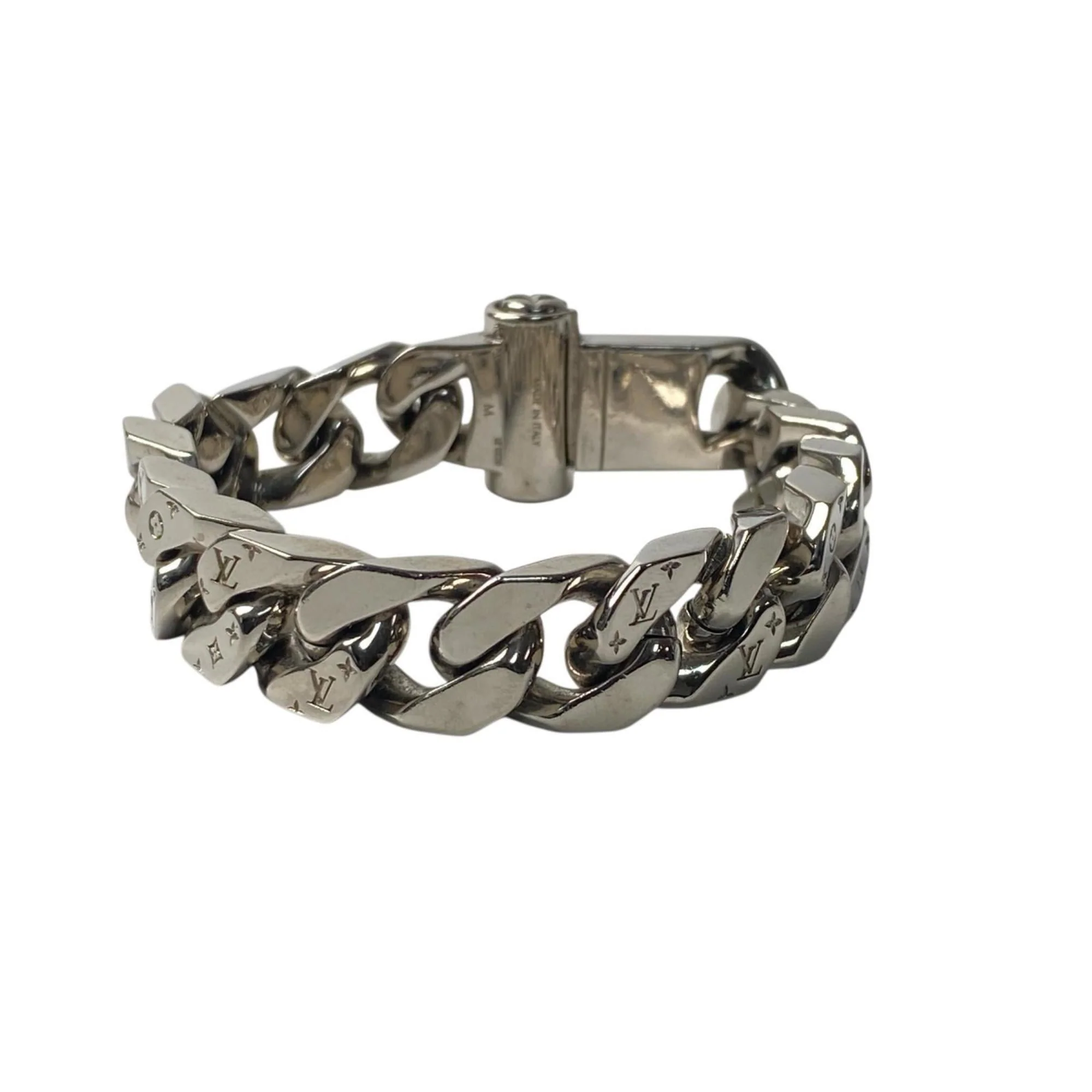Chain Link Bracelet Silver Metal Medium - Image 4