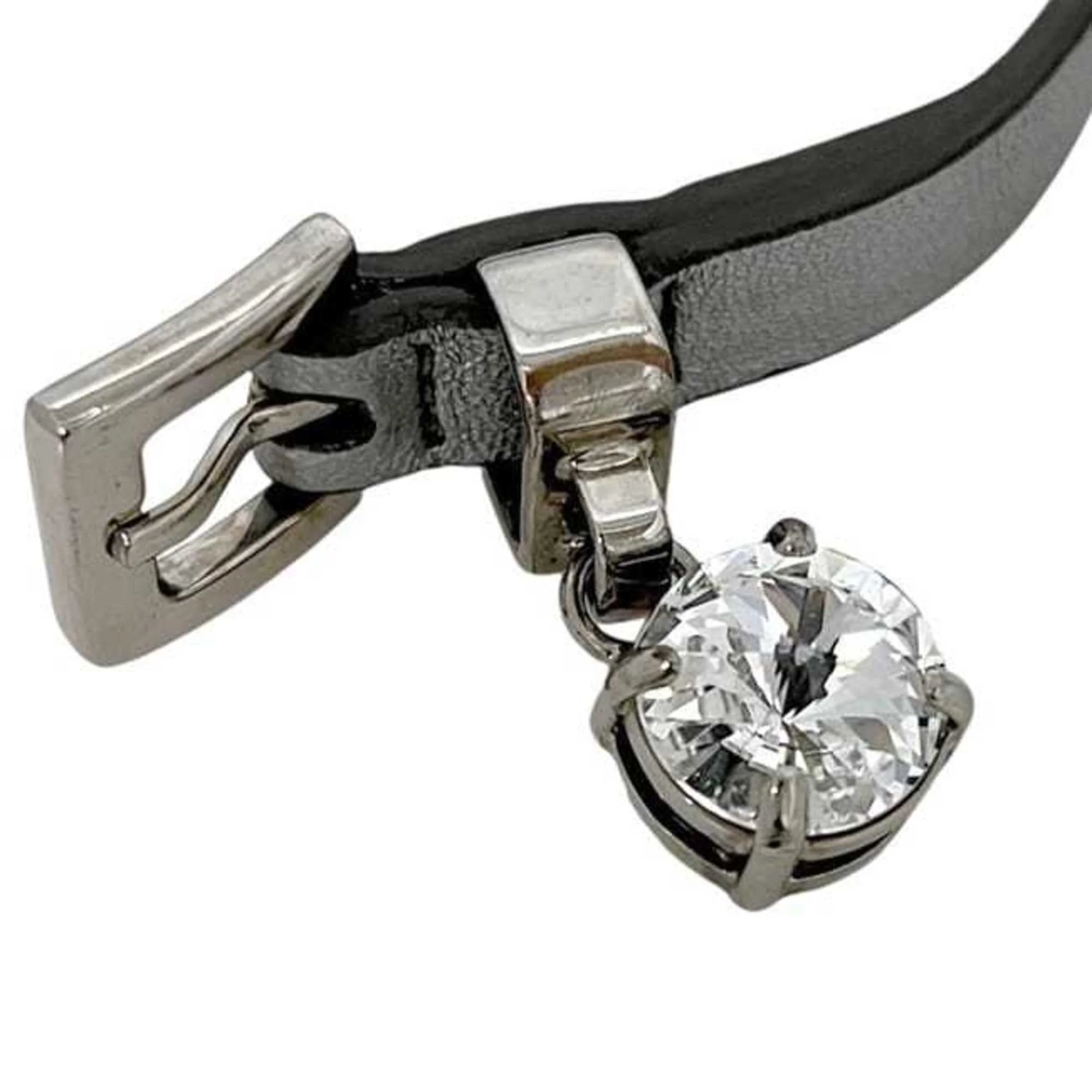 Bracelet Leather and Rhinestone Silver - Image 8