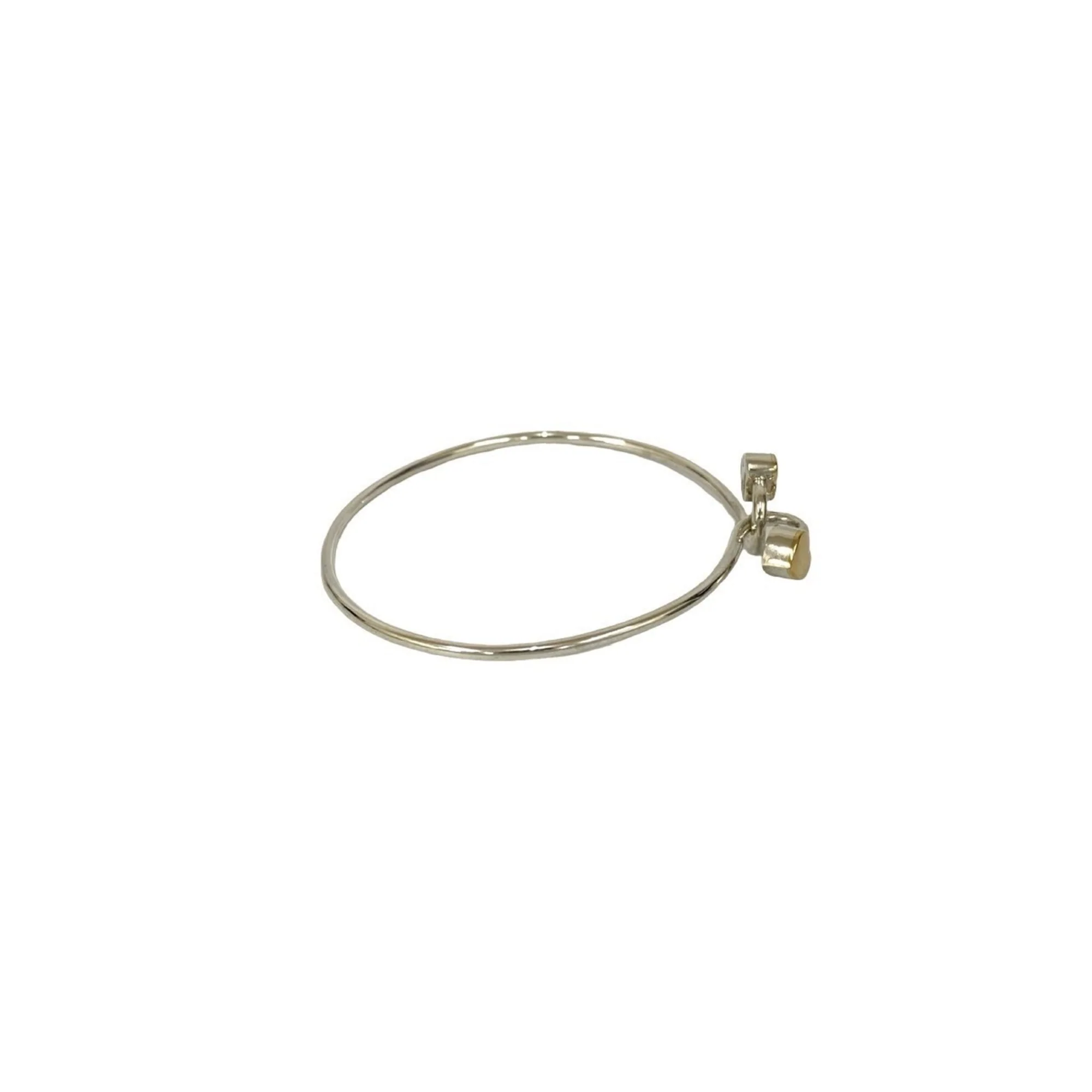 Double Heart Hook Bangle 18K Gold and Sterling Silver Bracelet - Image 6