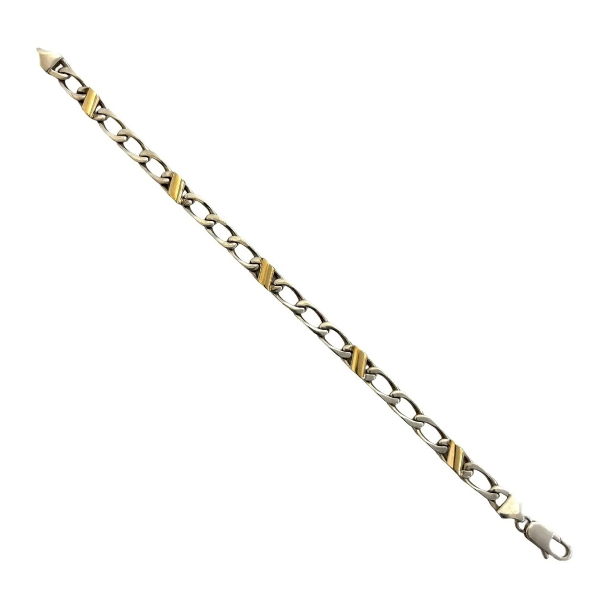 Figaro Bracelet 18K Yellow Gold and Sterling Silver - Image 5