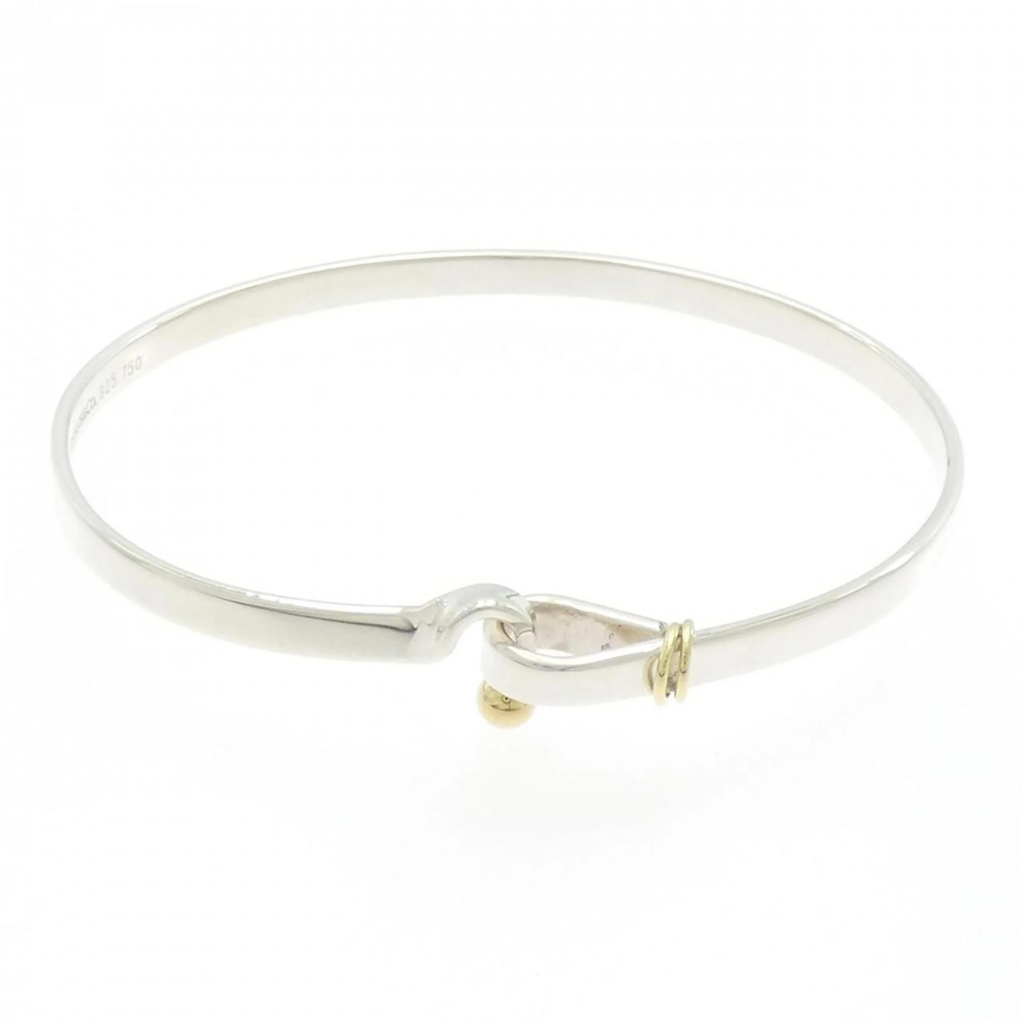 Hook And Eye Bangle Sterling Silver and 18K Yellow Gold Bracelet