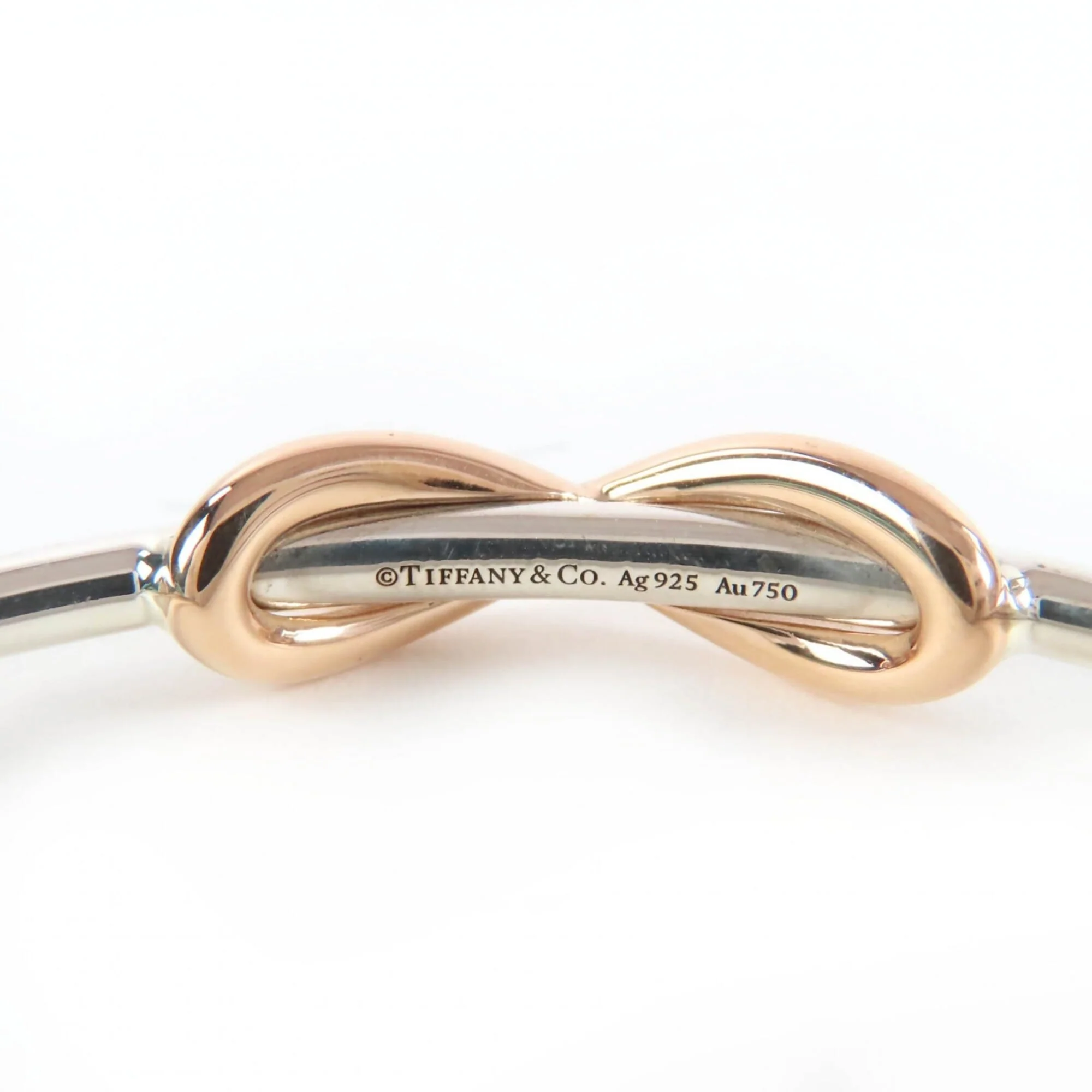 Infinity Bangle 18K Yellow Gold and Sterling Silver Bracelet - Image 7