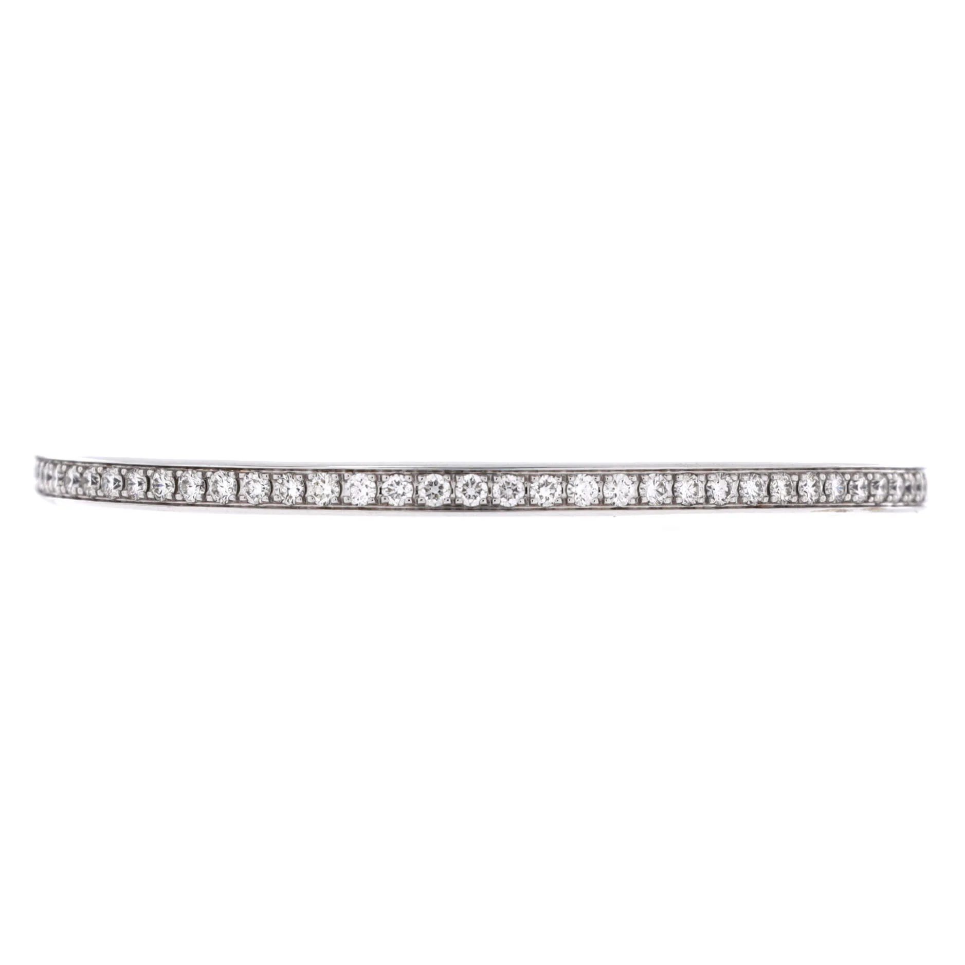 Lock Bangle Bracelet 18K White Gold with Half Pave Diamonds Narrow - Image 3