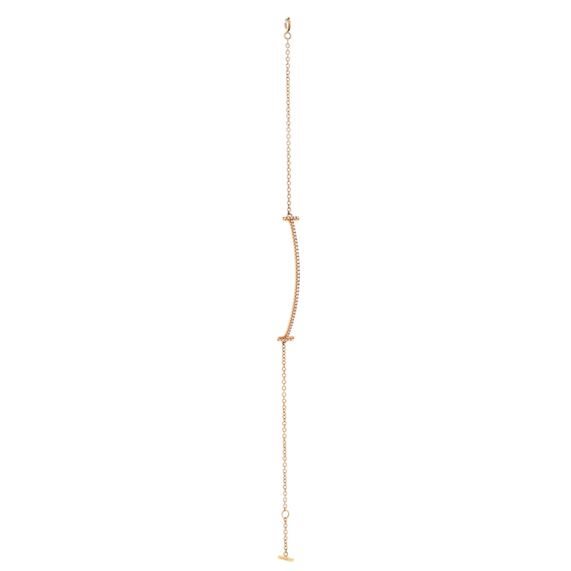 T Smile Chain Bracelet 18K Yellow Gold with Diamonds Medium - Image 2