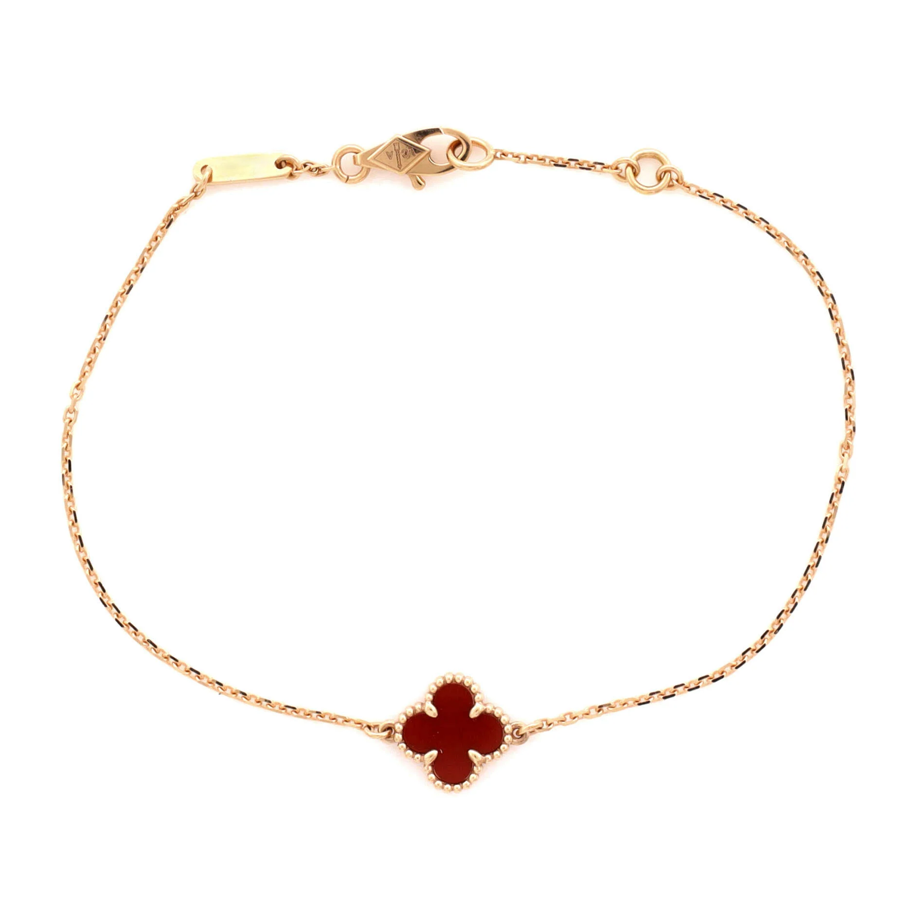Sweet Alhambra Bracelet 18K Rose Gold and Carnelian