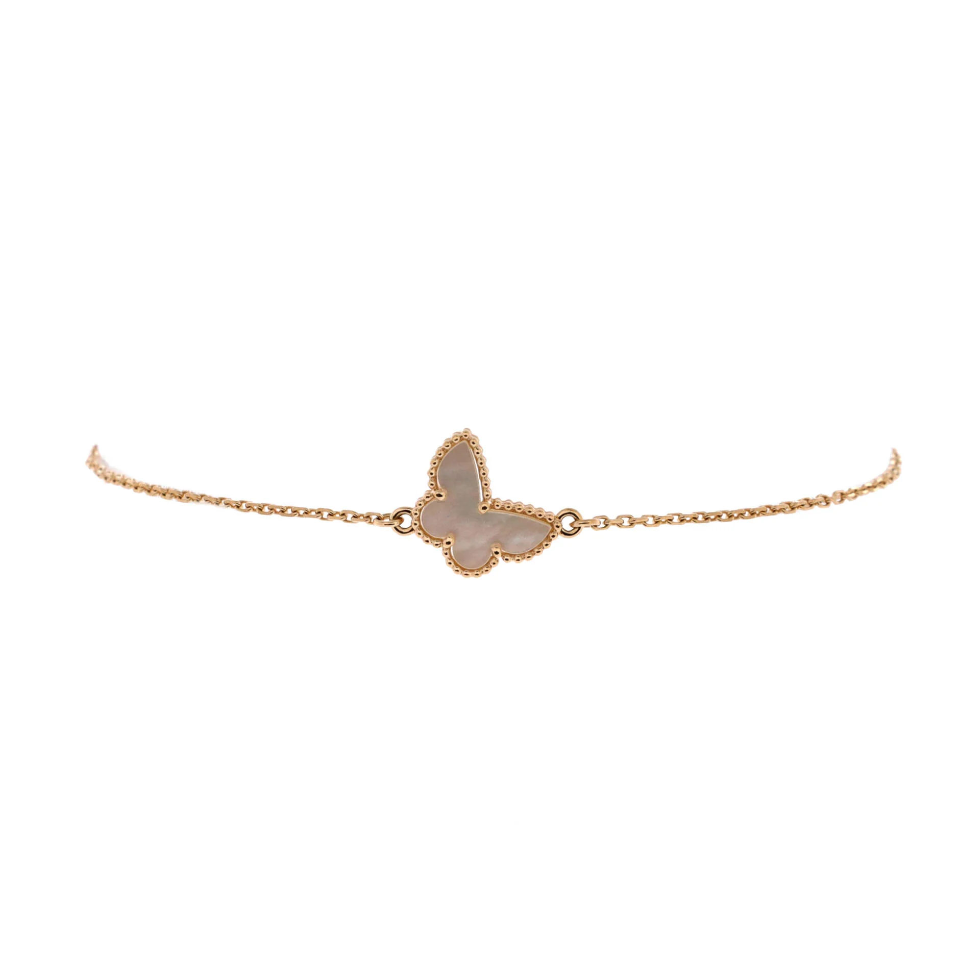 Sweet Alhambra Butterfly Bracelet 18K Yellow Gold and Mother of Pearl
