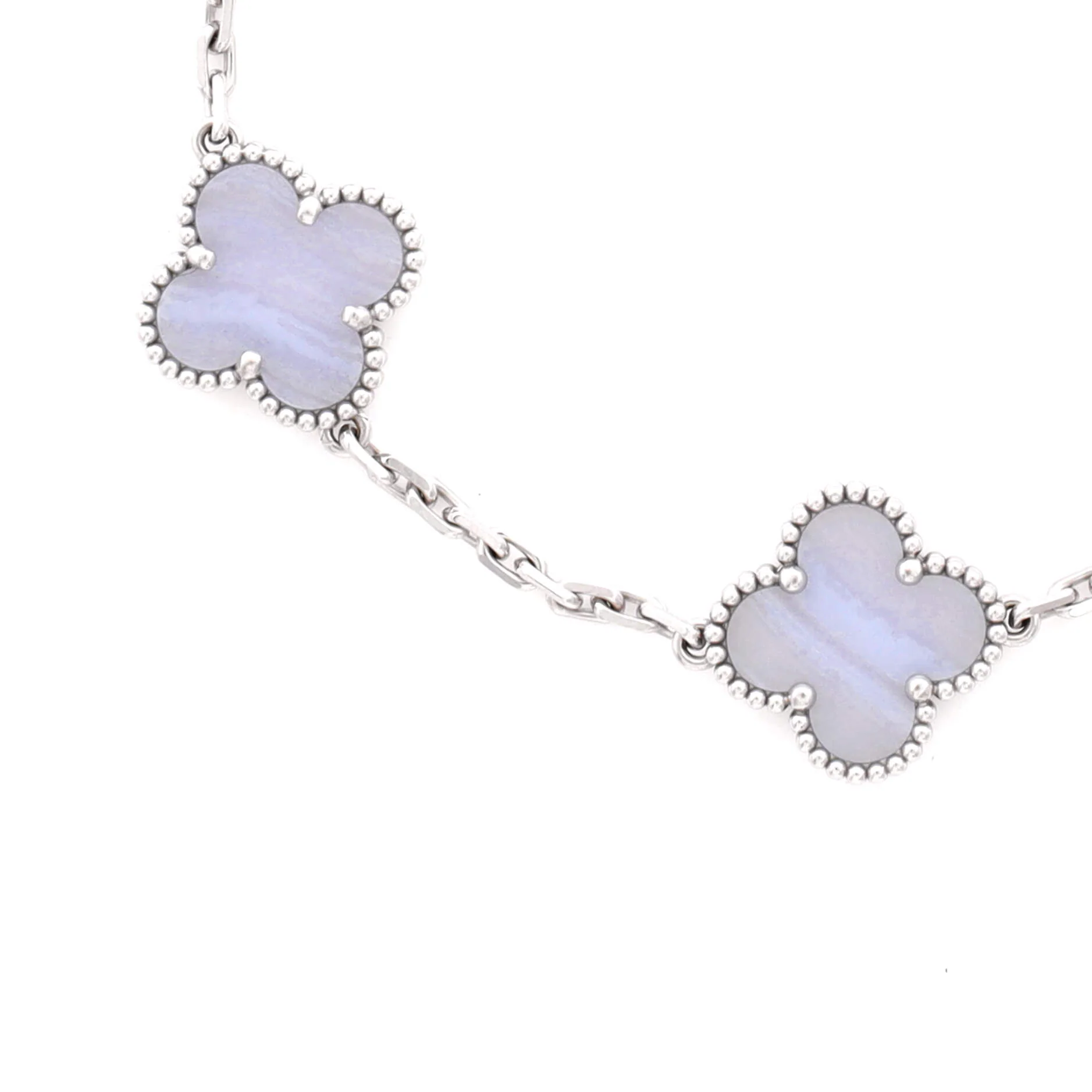 Vintage Alhambra 5 Motifs Bracelet 18K White Gold and Chalcedony - Image 3