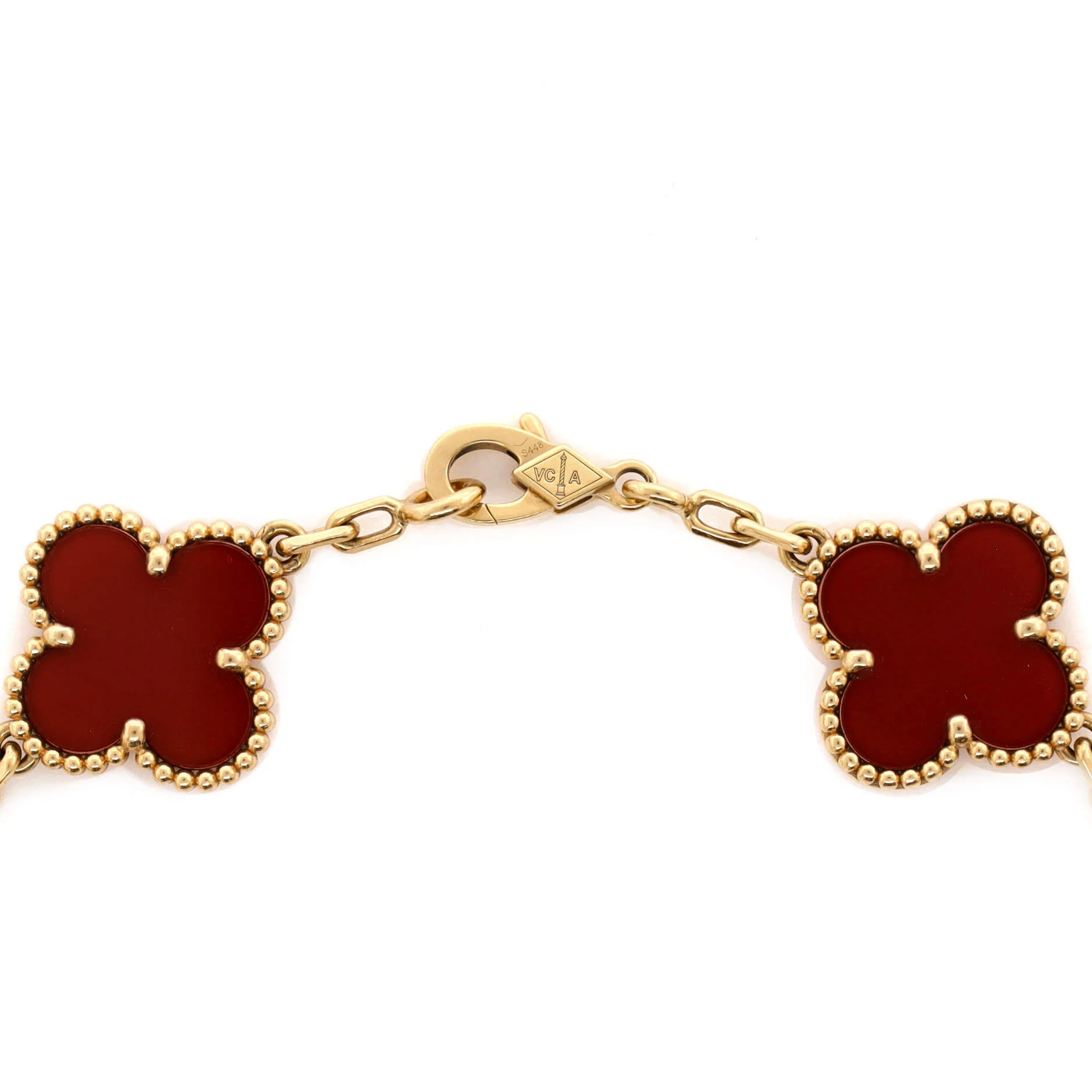 Vintage Alhambra 5 Motifs Bracelet 18K Yellow Gold and Carnelian - Image 3