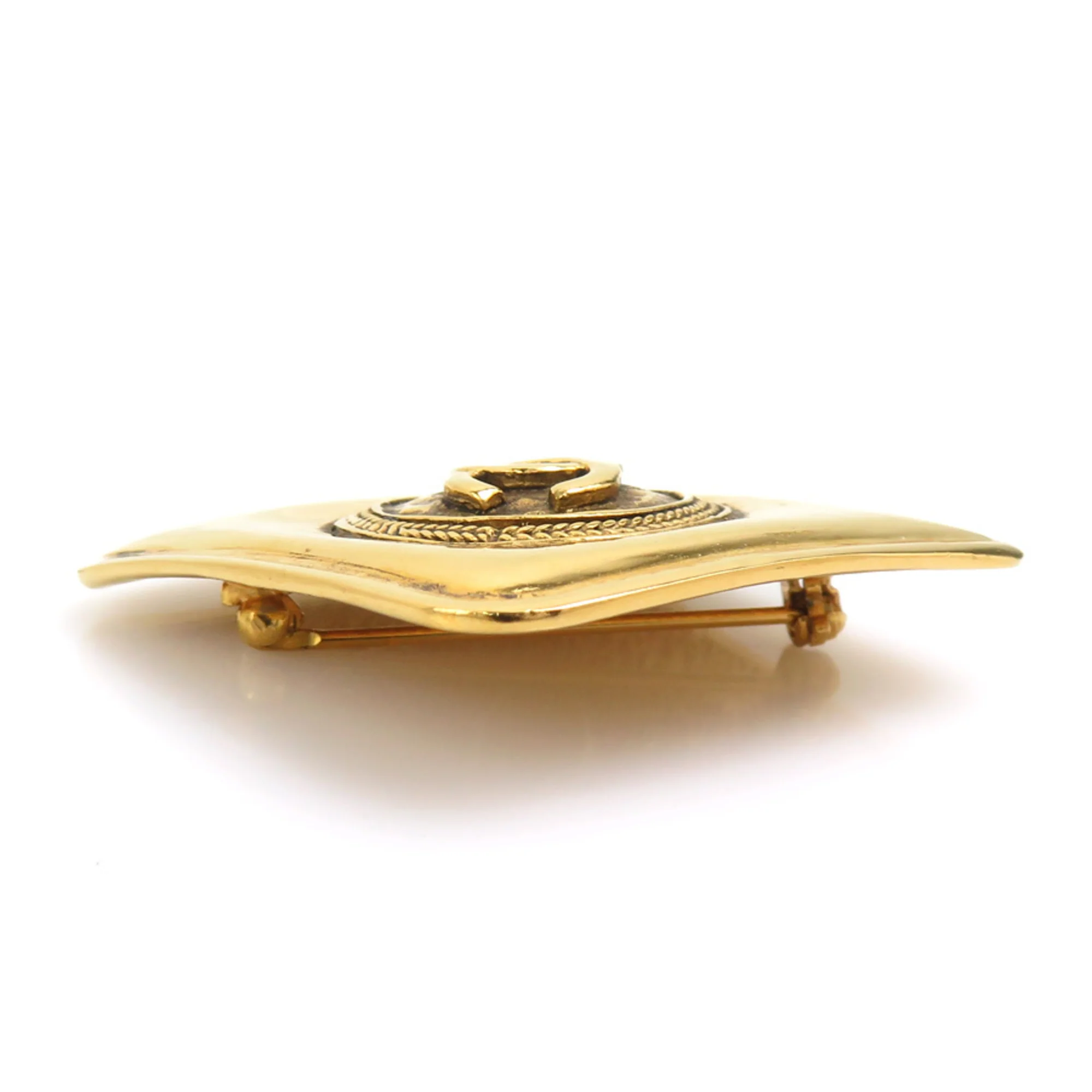 CC Logo Brooch Gold-Tone Metal - Image 2
