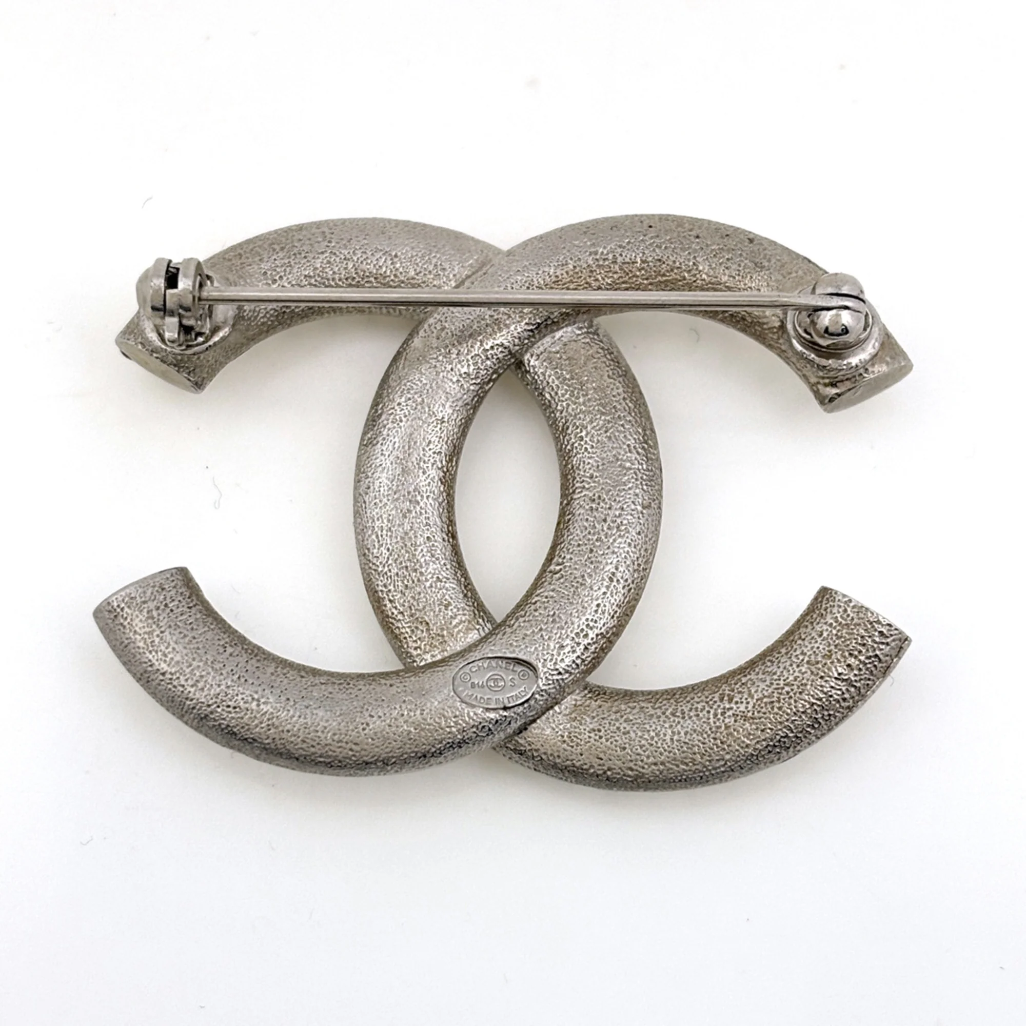 CC Logo Brooch Silver-Tone Metal - Image 3