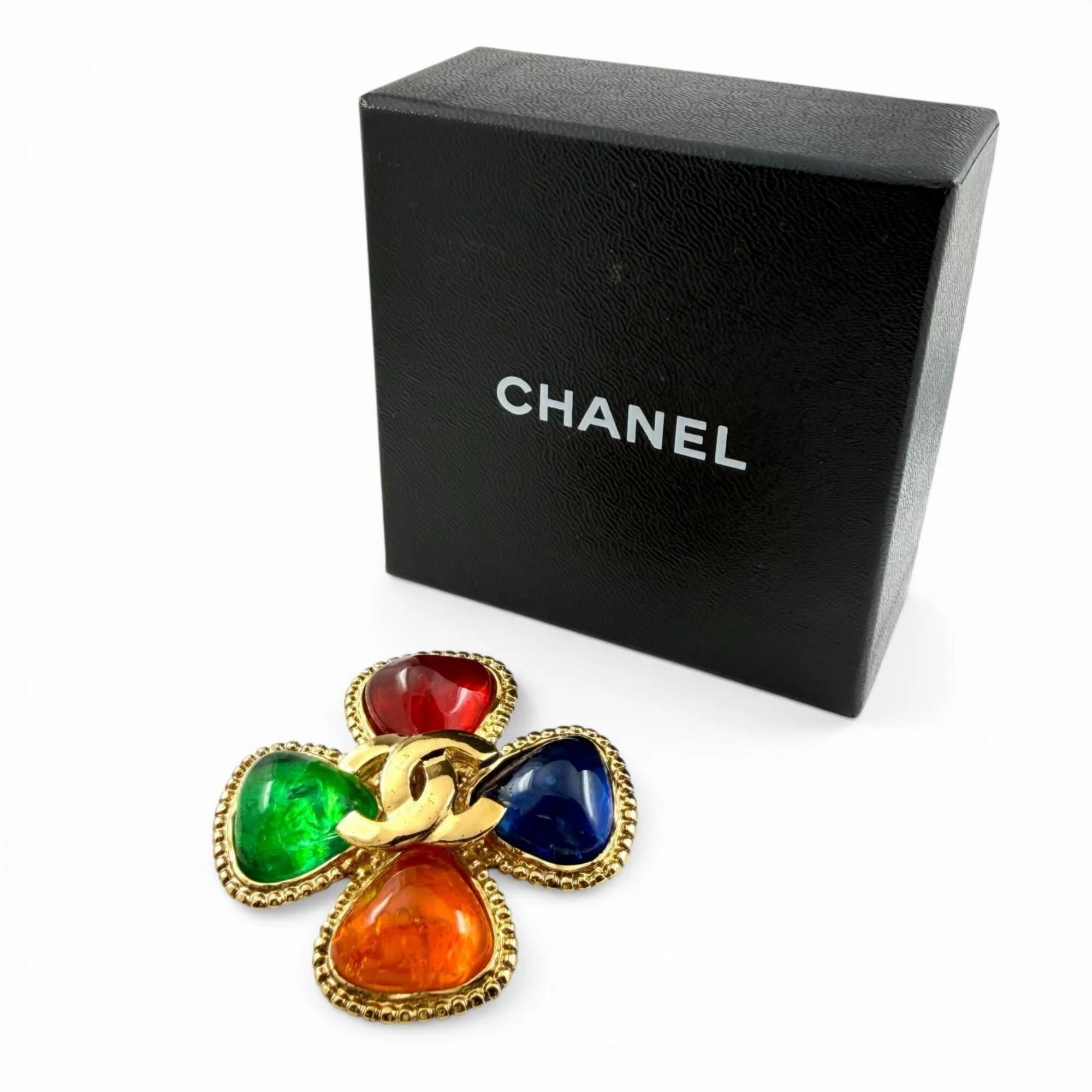 CC Logo Flower Brooch Gold-Tone Metal - Image 2