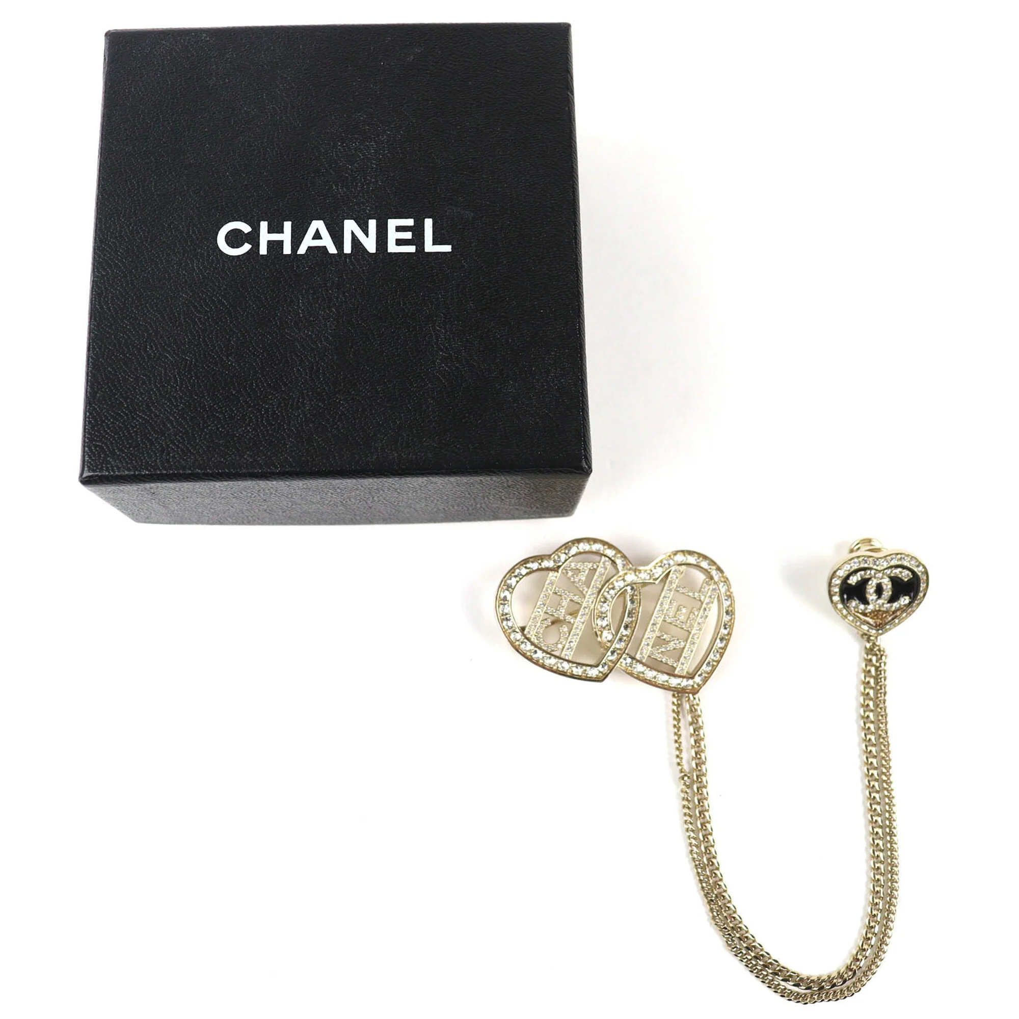 CC Logo Heart Brooch Gold-Tone Metal - Image 2