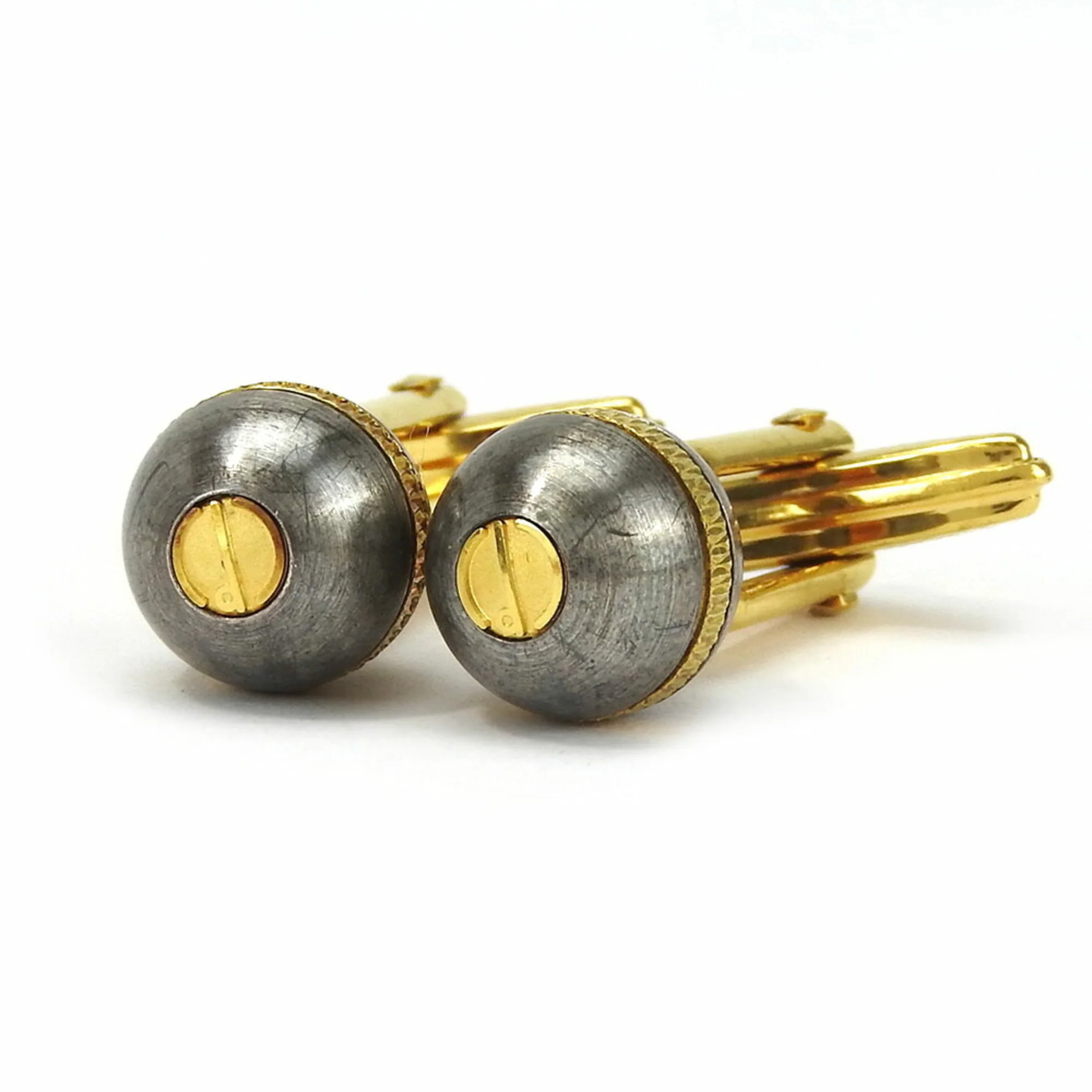 Cufflinks Metal and Plastic Gray and Gold Bracelet - Image 8