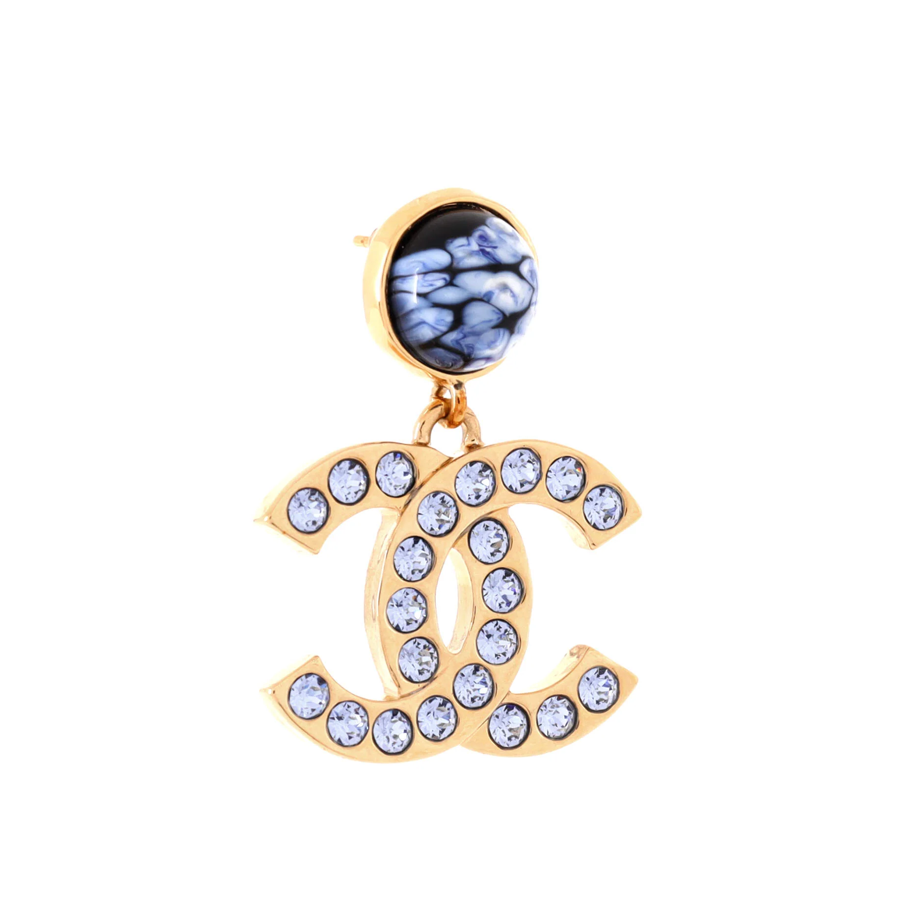 CC Drop Earrings Metal with Resin and Crystals - Image 2