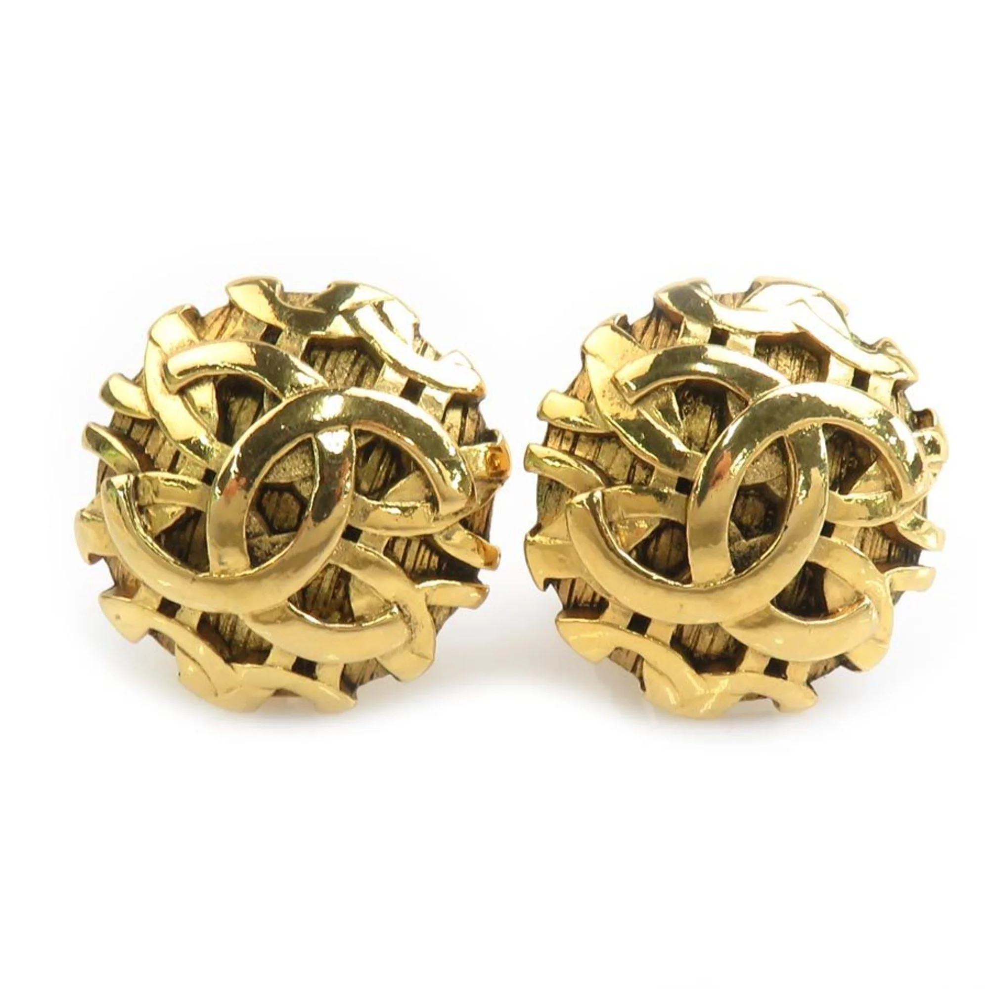 CC Logo Clip-On Earrings Gold-Tone Metal Gold-Tone Metal