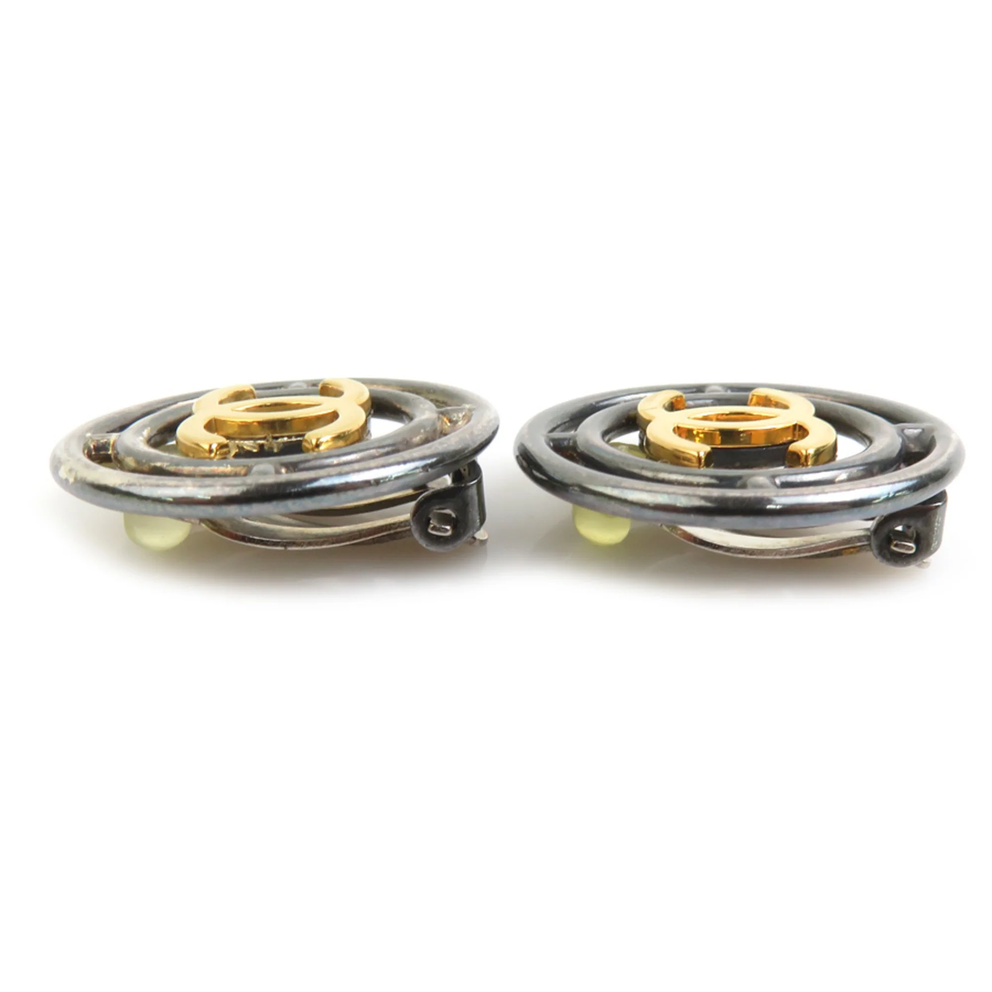 CC Logo Clip-On Earrings Gold-Tone Metal Gold-Tone Metal - Image 2
