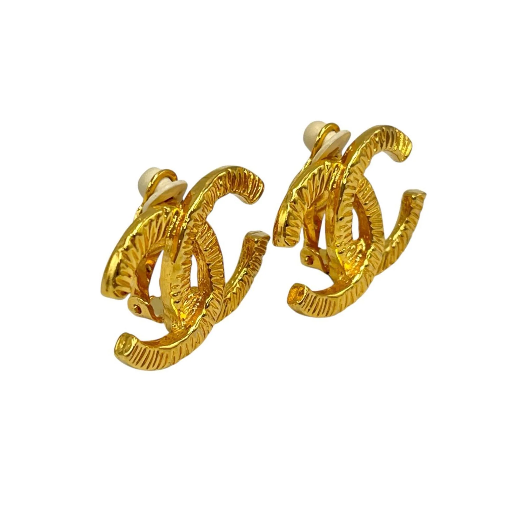 CC Logo Clip-On Earrings Metal Gold-Tone Metal - Image 3