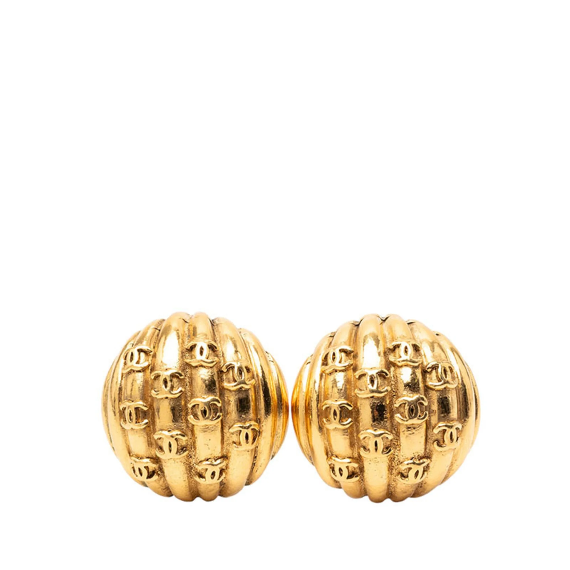CC Logo Clip-On Earrings Metal Gold-Tone Metal