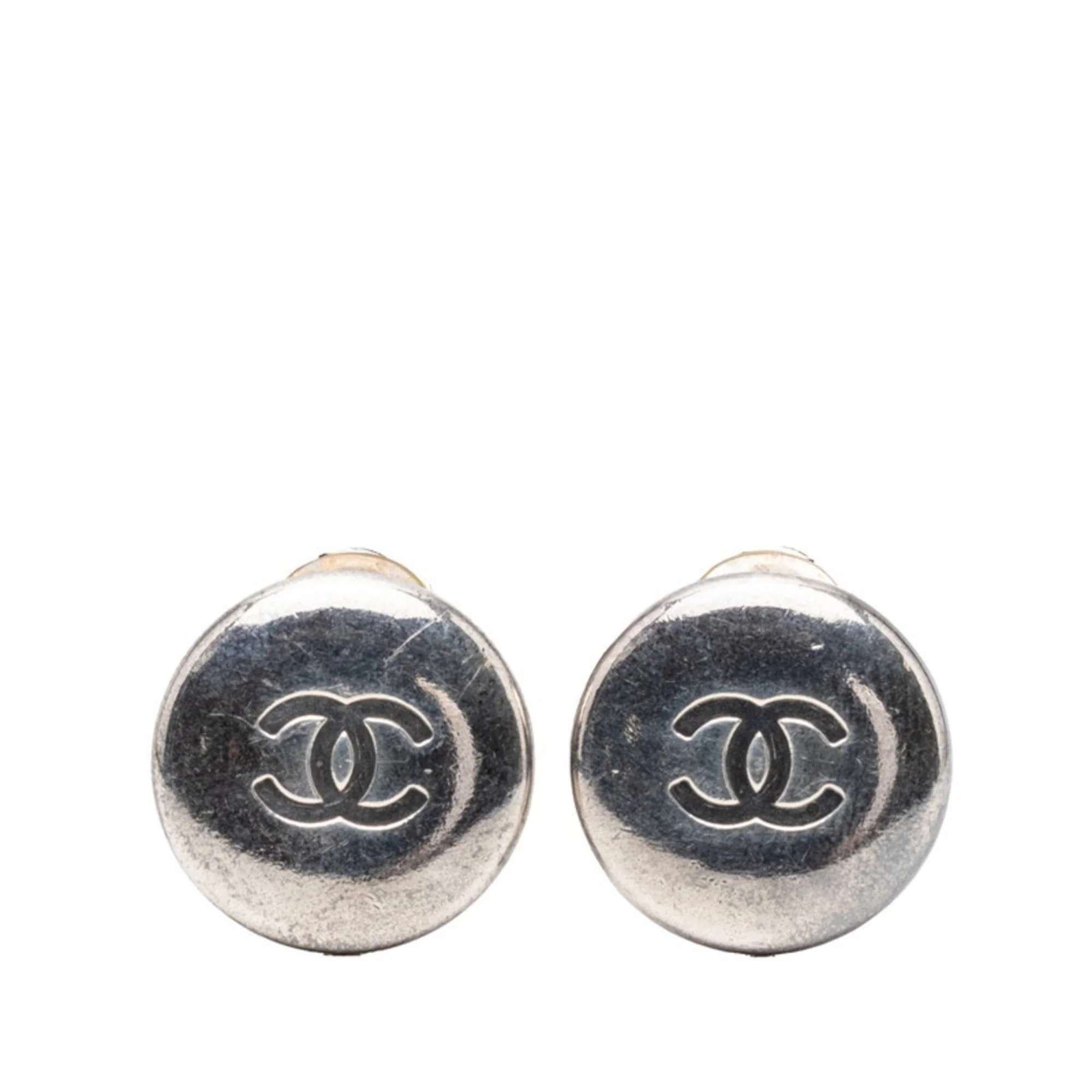 CC Logo Clip-On Earrings Silver-Tone Metal Silver-Tone Metal