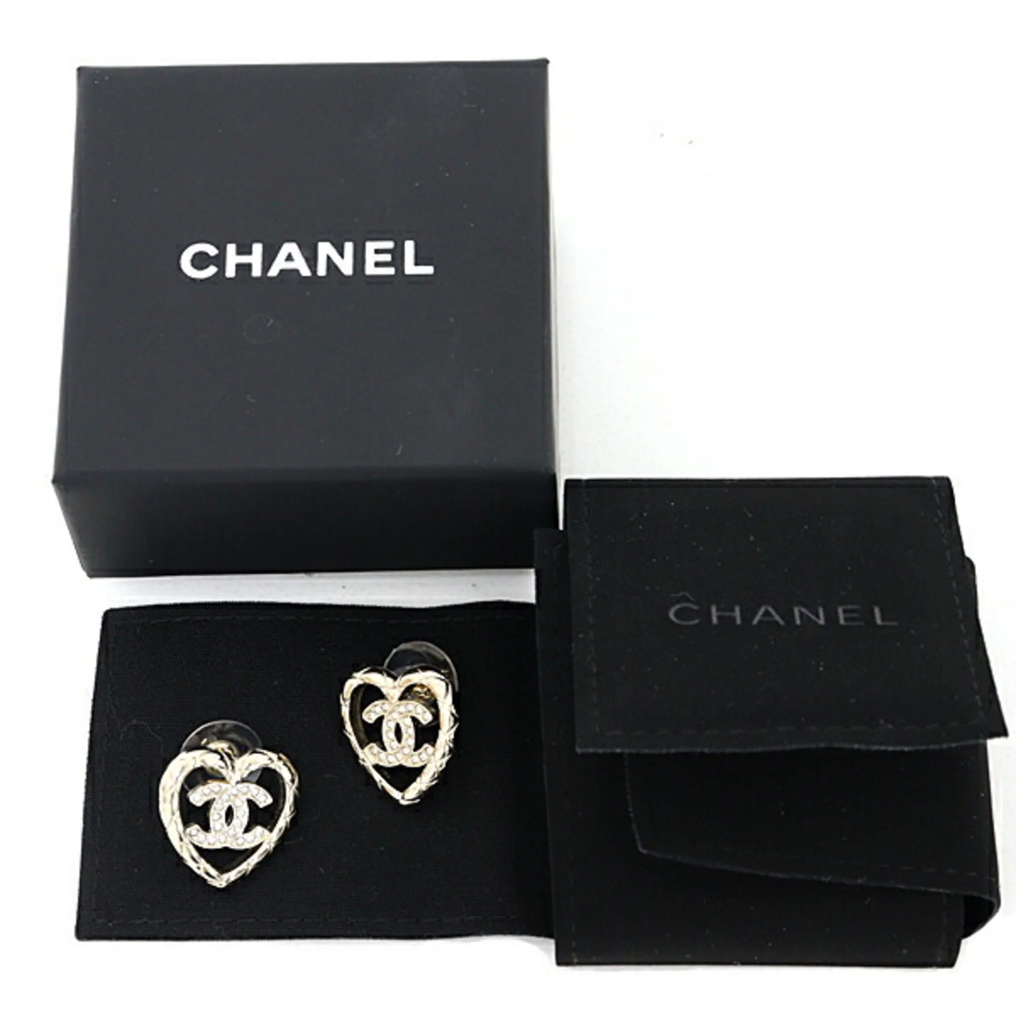 CC Logo Heart Earrings Gold-Tone Metal Gold-Tone Metal - Image 2