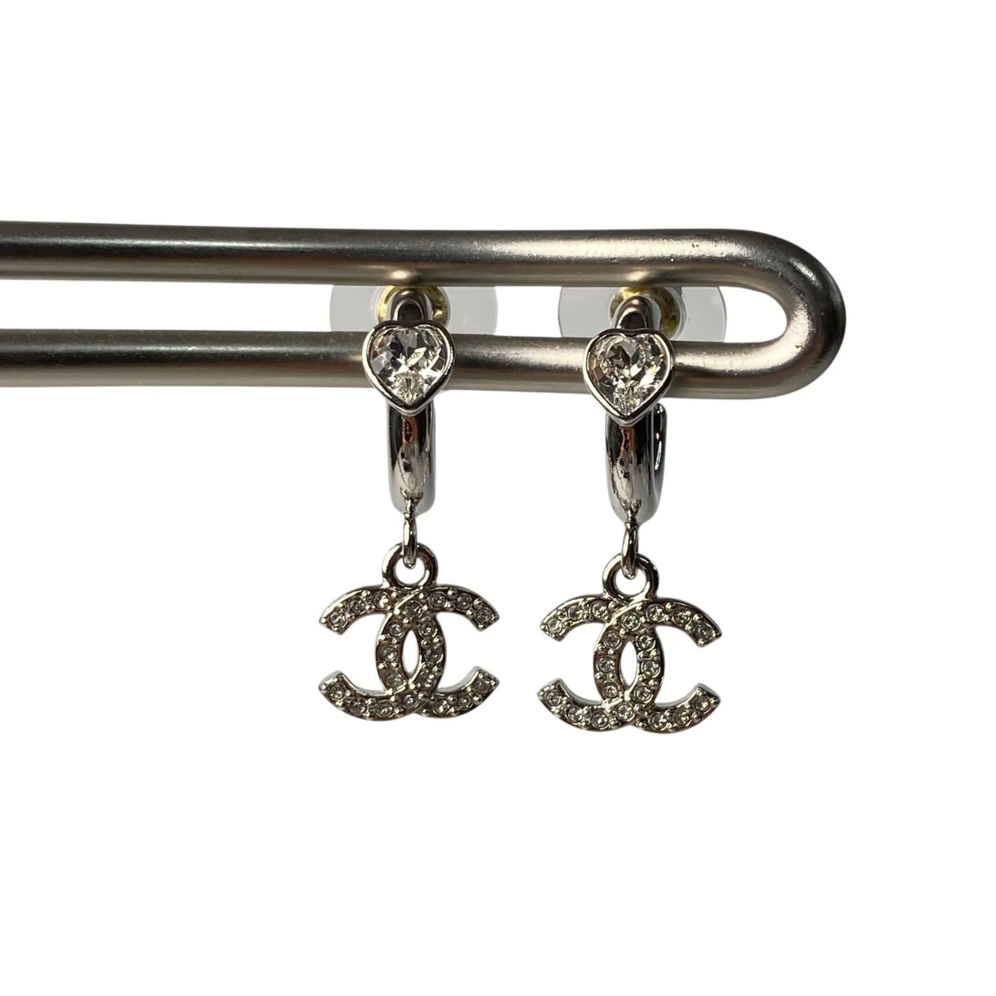 CC Logo Heart Earrings Sterling Silver Sterling Silver