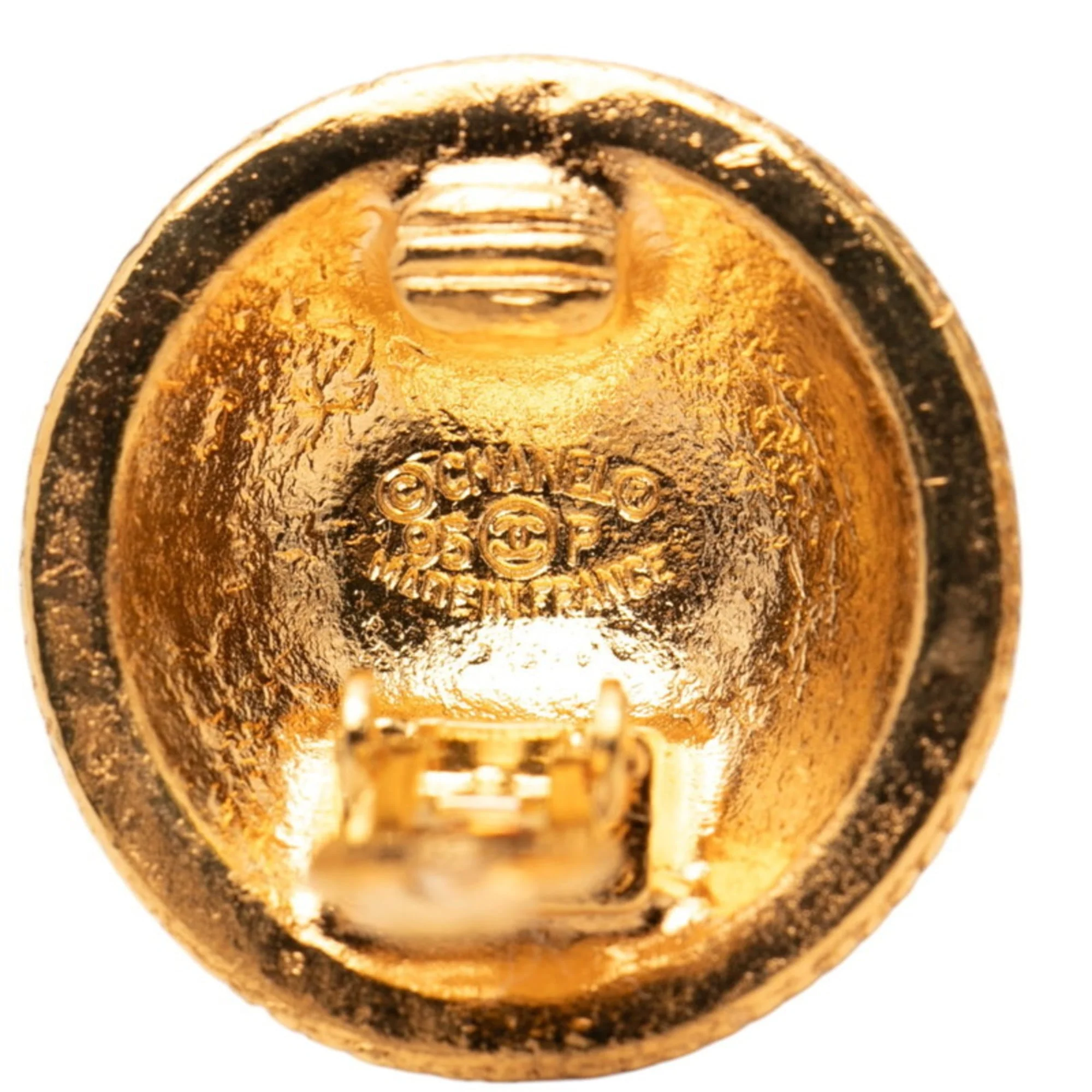 CC Logo Round Clip-On Earrings Metal Gold-Tone Metal - Image 3