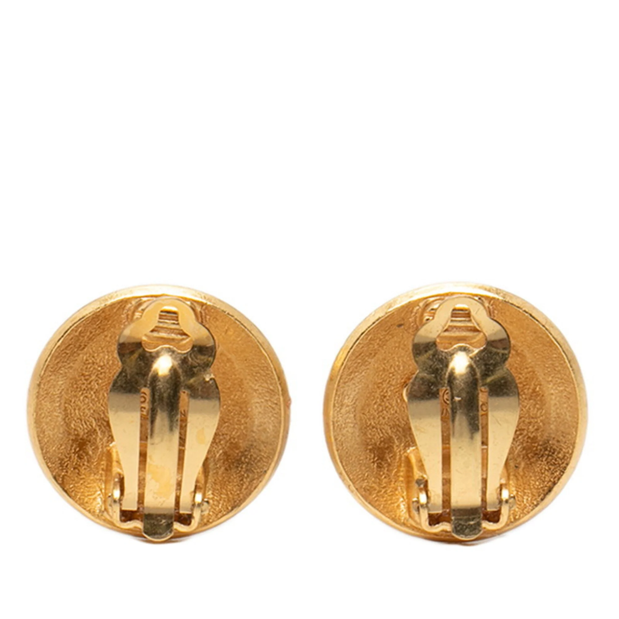 CC Logo Round Clip-On Earrings Metal Gold-Tone Metal - Image 2