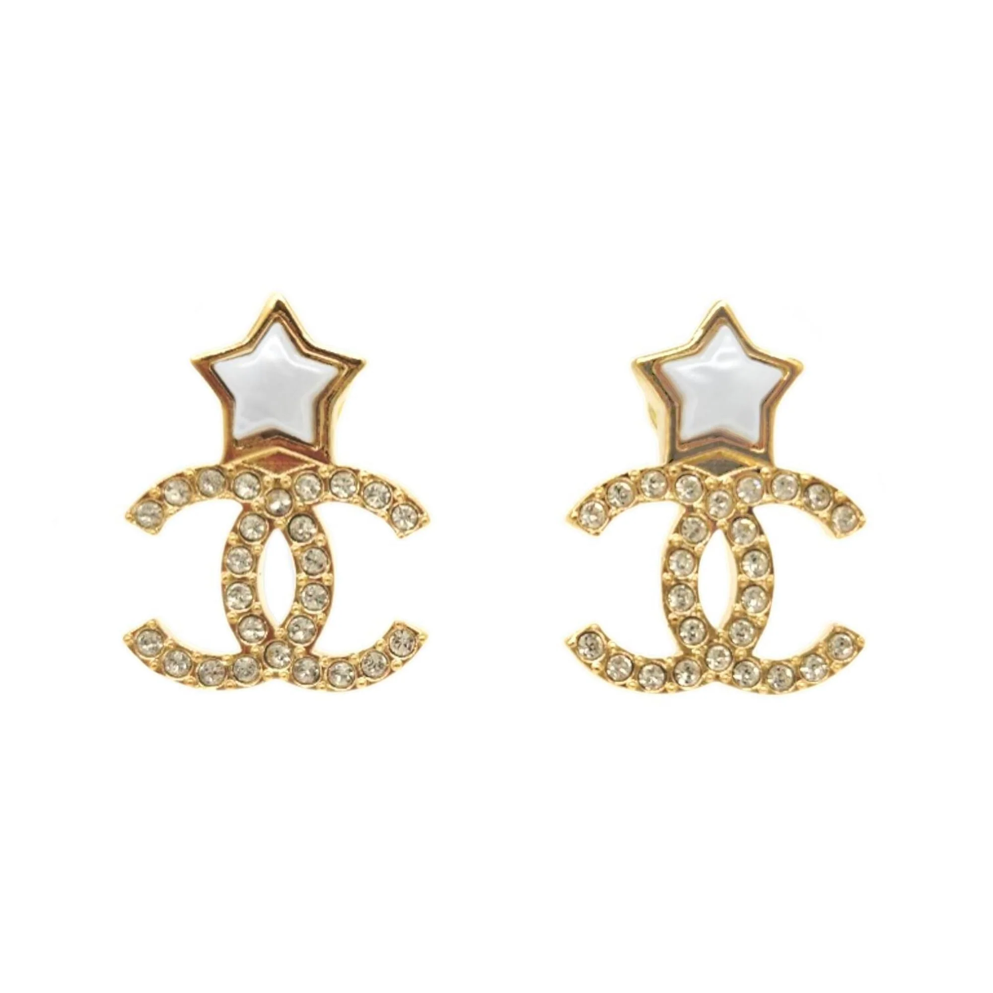 CC Logo Star Earrings Gold-Tone Metal Gold-Tone Metal