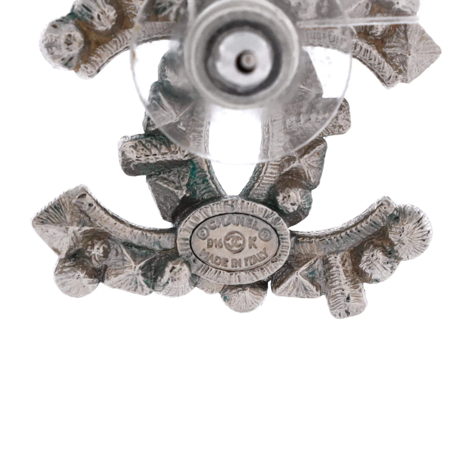 CC Stud Earrings Metal with Crystals - Image 3
